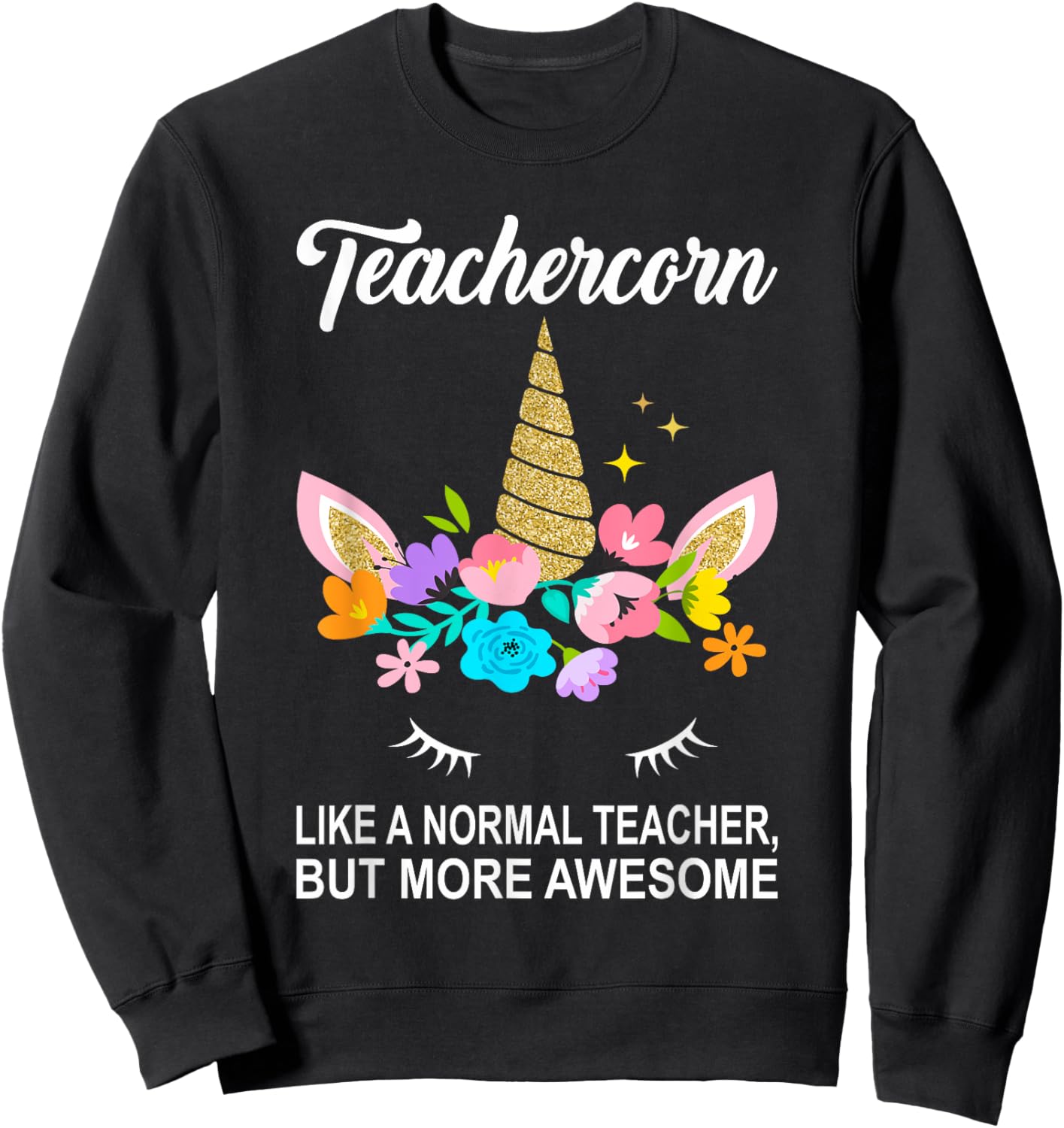 "Teachercorn" Cute Teacher Sweatshirt - Sweatshirt | Black