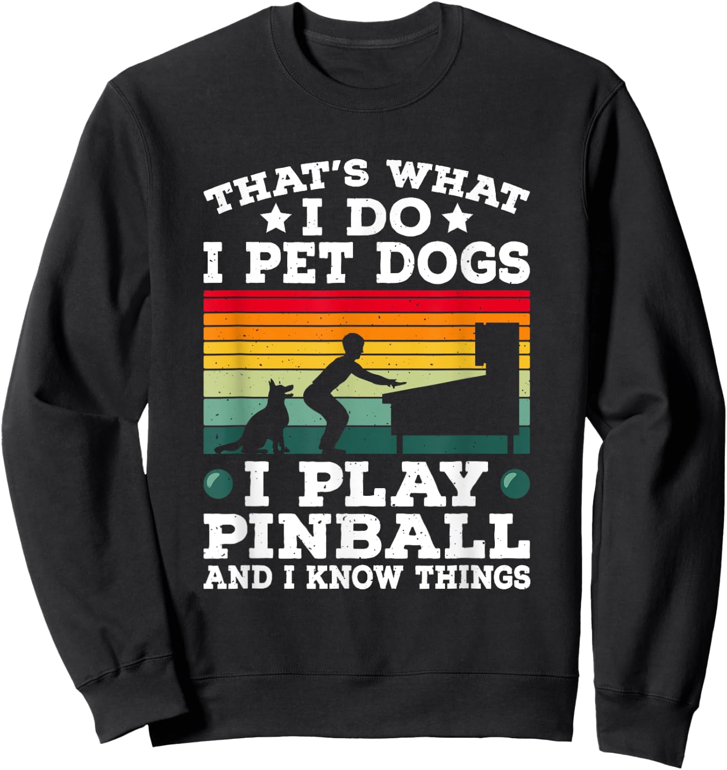 Retro Arcade Game Machine Gamer Pet Dogs Play Pinball Sweatshirt - Sweatshirt | Black