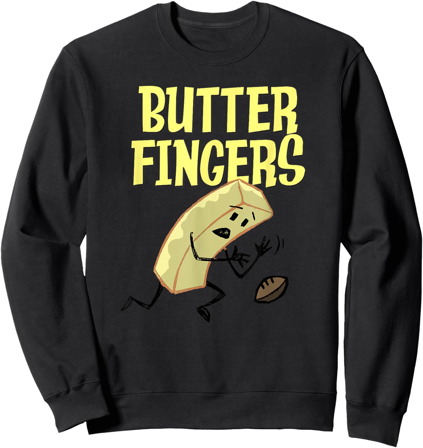 Trendy Graphic Butter Fingers Slippery Football Sweatshirt - Sweatshirt | Black