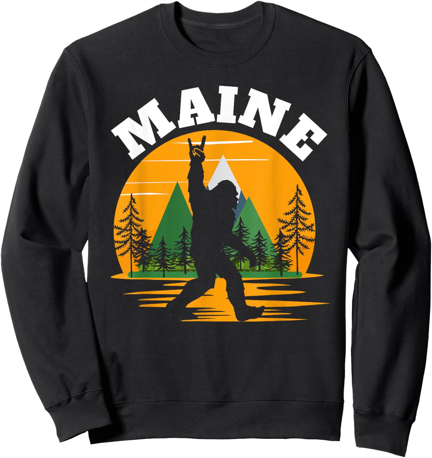 Maine US State Bigfoot Sasquatch Sweatshirt - Sweatshirt | Black