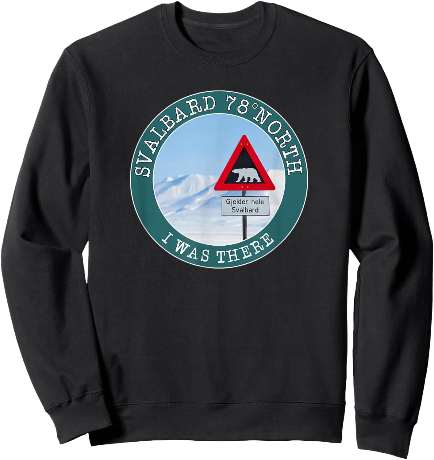 Svalbard 78° North signal with bear at north pole Sweatshirt - Sweatshirt | Black