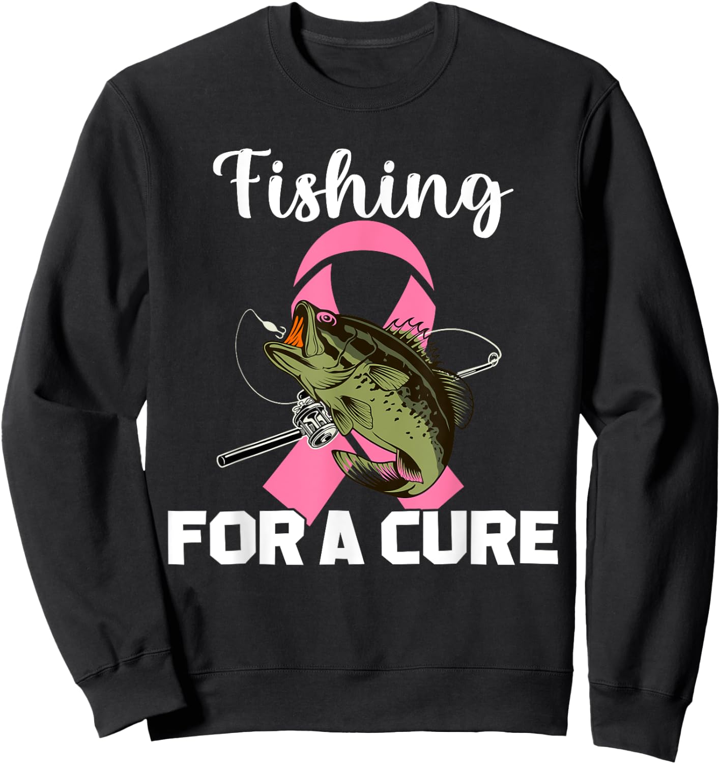 Fishing For A Cure Breast Cancer Awareness Fisher Warrior Sweatshirt - Sweatshirt | Black