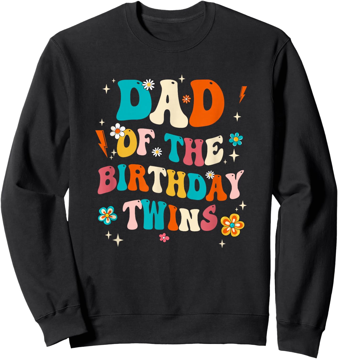 Dad of The Birthday Twins Boys Girls Party Retro Bday Sweatshirt - Sweatshirt | Black