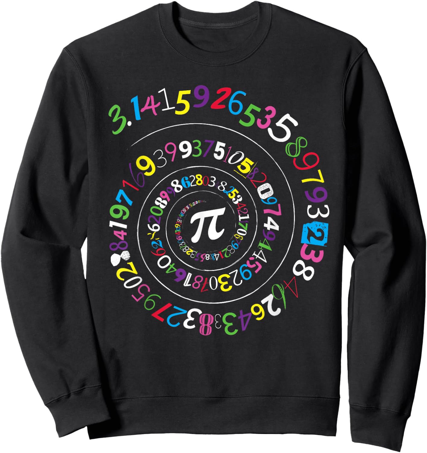 Pi Day Shirt Spiral Pi Color Numbers Teacher Student Sweatshirt - Sweatshirt | Black