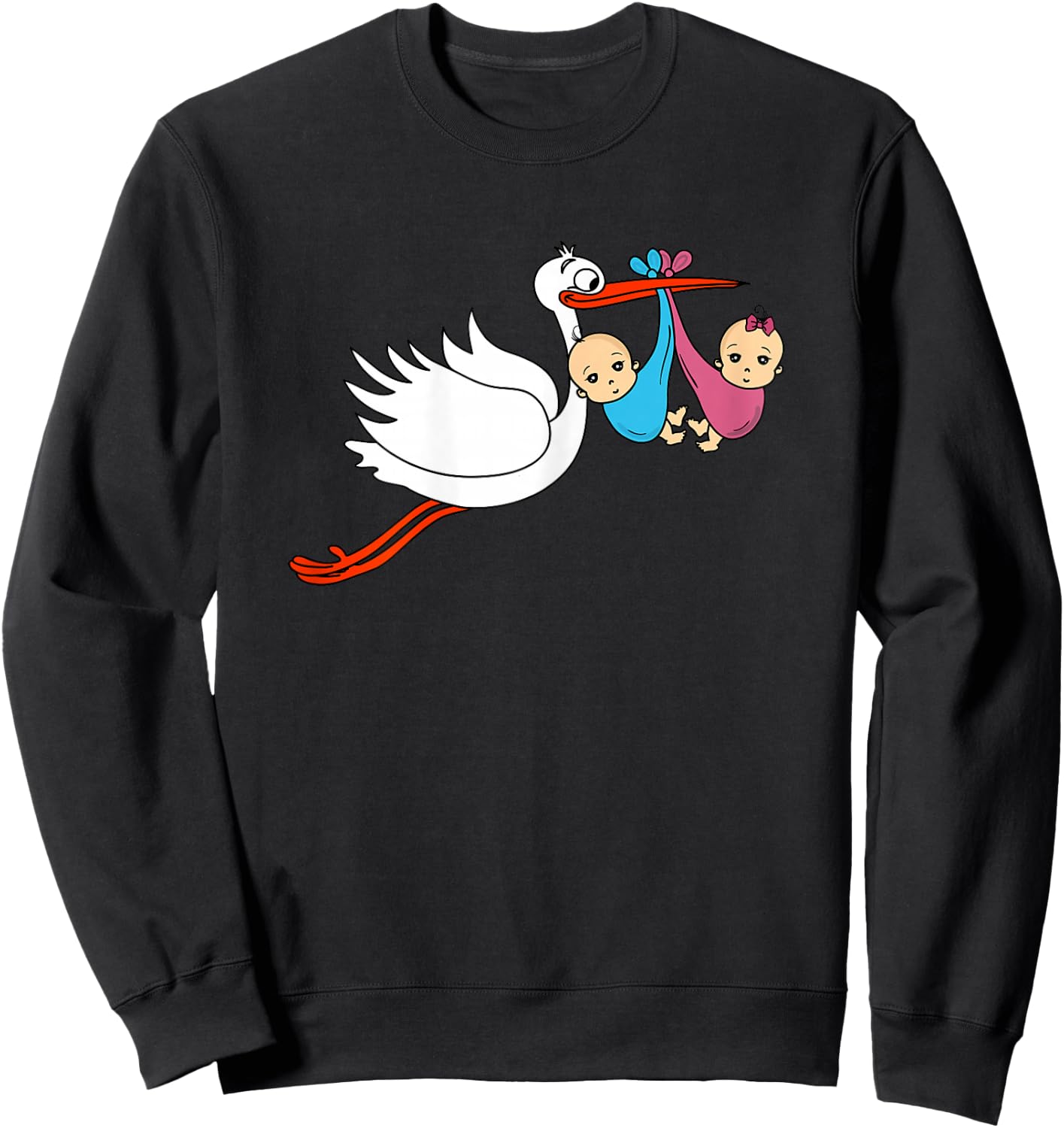 Pregnant Funny Mother Baby Twins Boy Girl Sweatshirt - Sweatshirt | Black