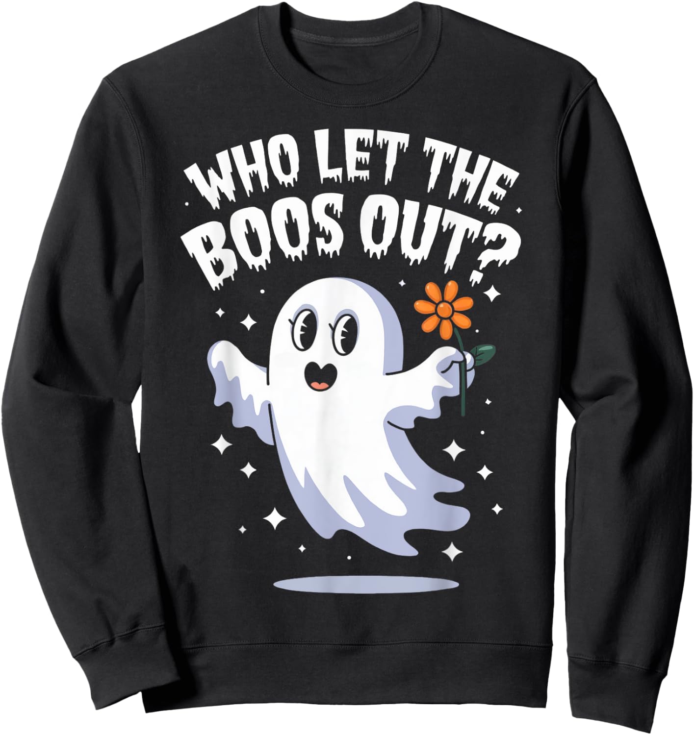 Funny Halloween Spooky Season Cute Pun Who Let The Boos Out Sweatshirt - Sweatshirt | Black