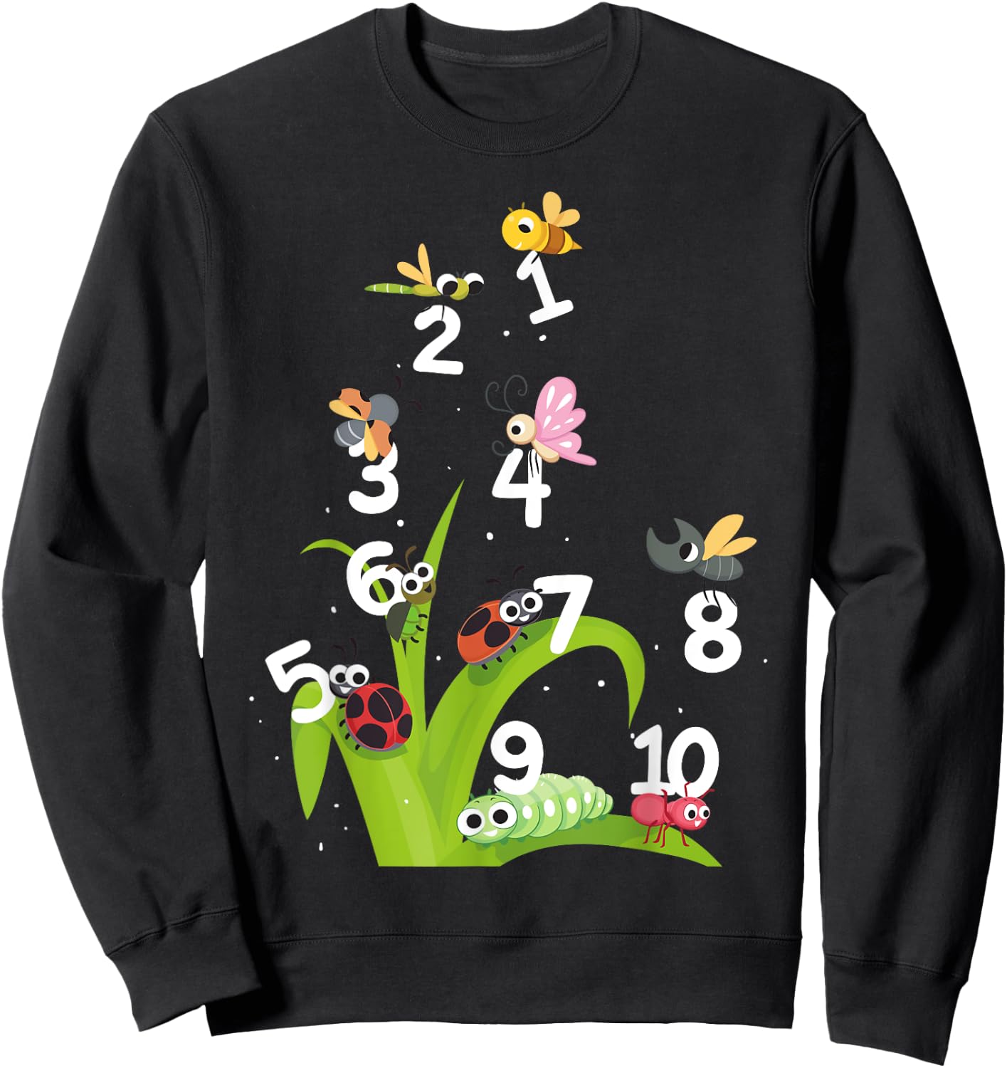 Nursery School Pre K Numbers and Insects Teachers Kids Sweatshirt - Sweatshirt | Black