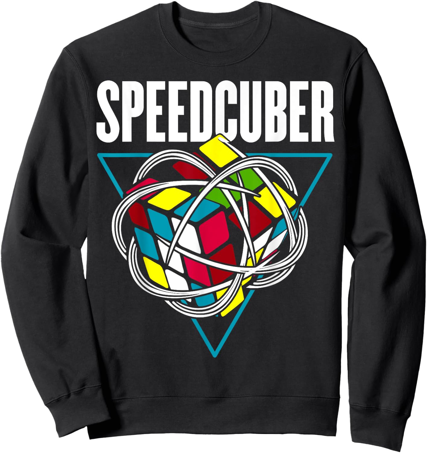 Competitive Puzzle Cube Speed Cuber Hobby 80's Vintage Toy Sweatshirt - Sweatshirt | Black