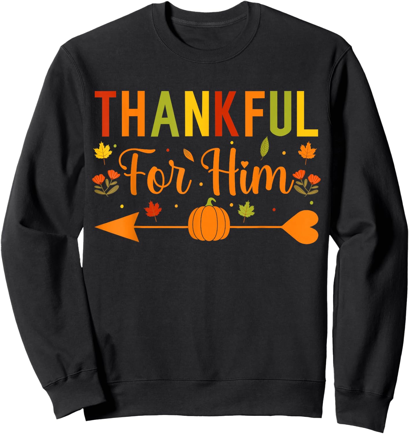Thankful Couples Fall Matching Couple Thanksgiving Sweatshirt - Sweatshirt | Black