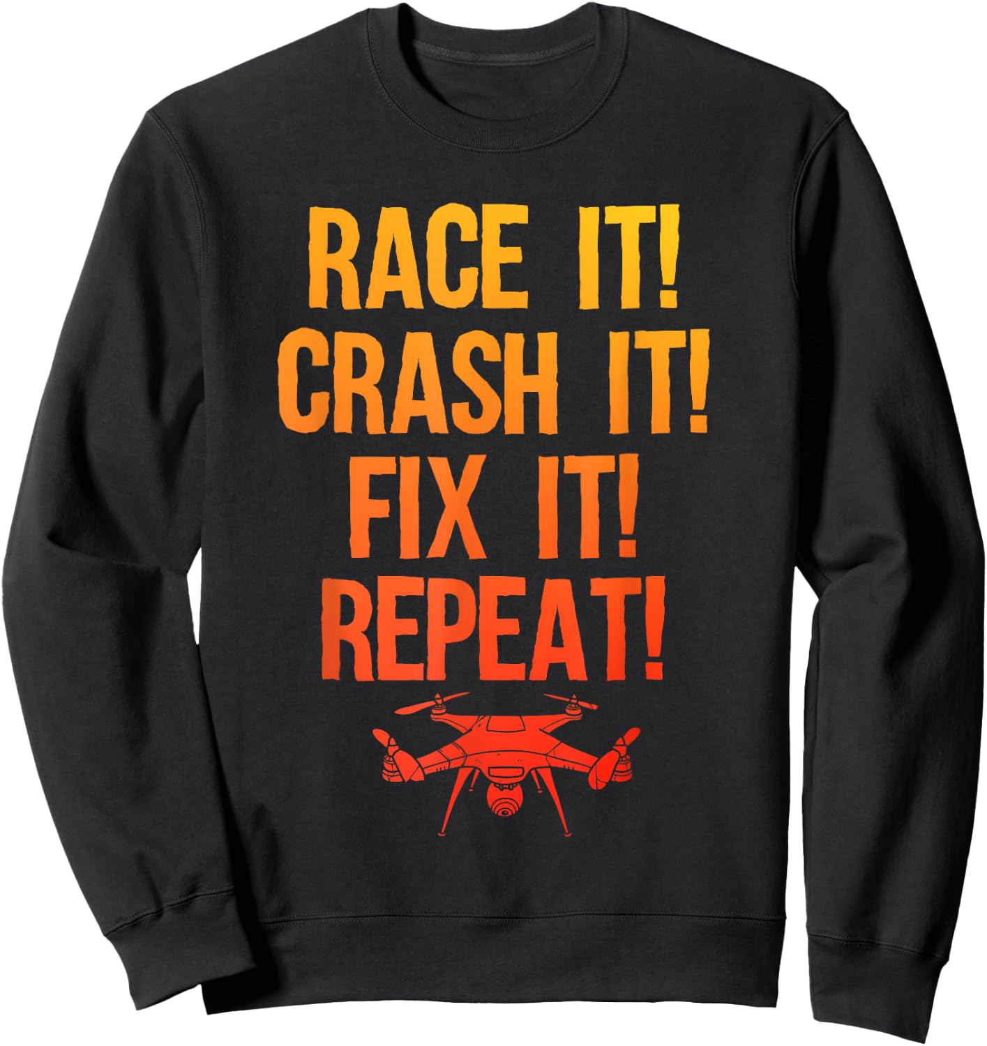 Funny Drone Art Women Boys Drone Racing Drone Pilot Sweatshirt - Sweatshirt | Black