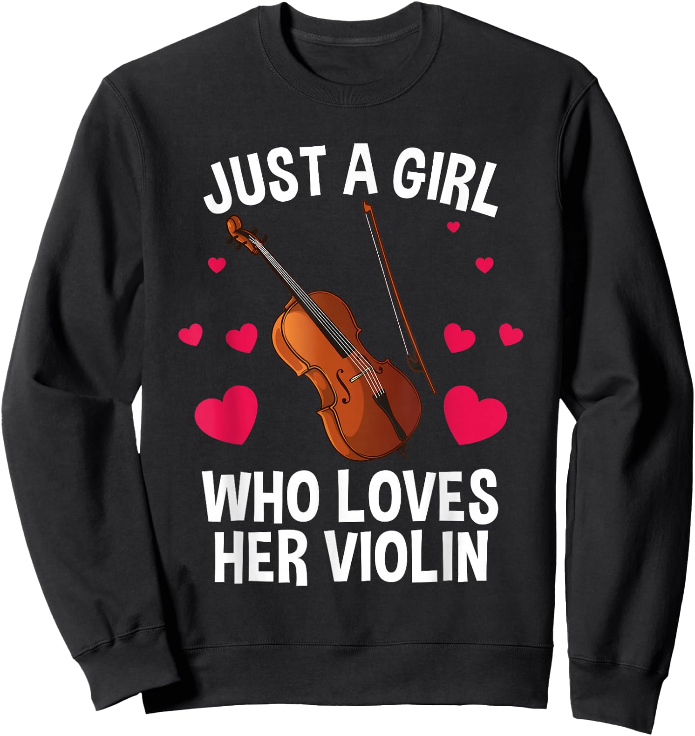 Cool Violin Girls Fiddle Music Lover Violin Player Sweatshirt - Sweatshirt | Black
