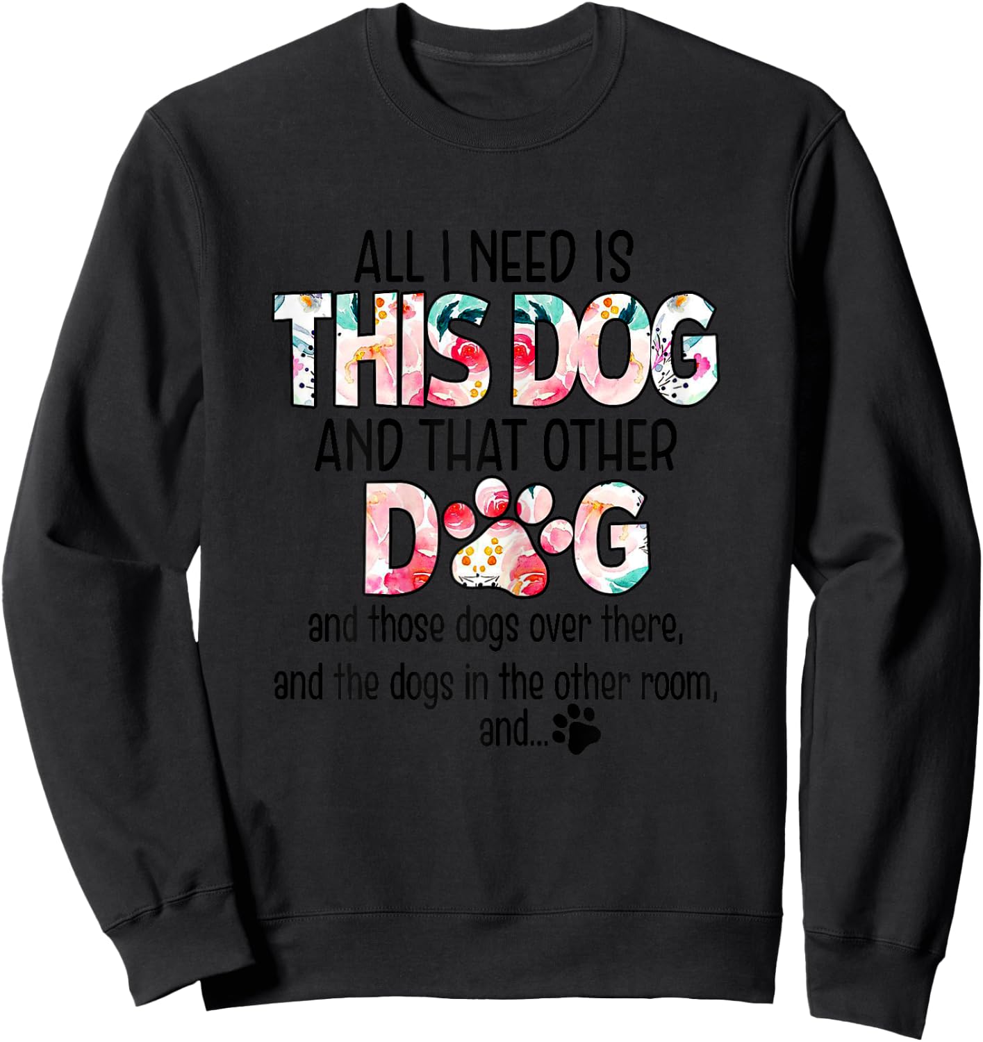 Dog Mama - Dog Motif with Dog Saying Girls Kids Sweatshirt - Sweatshirt | Black