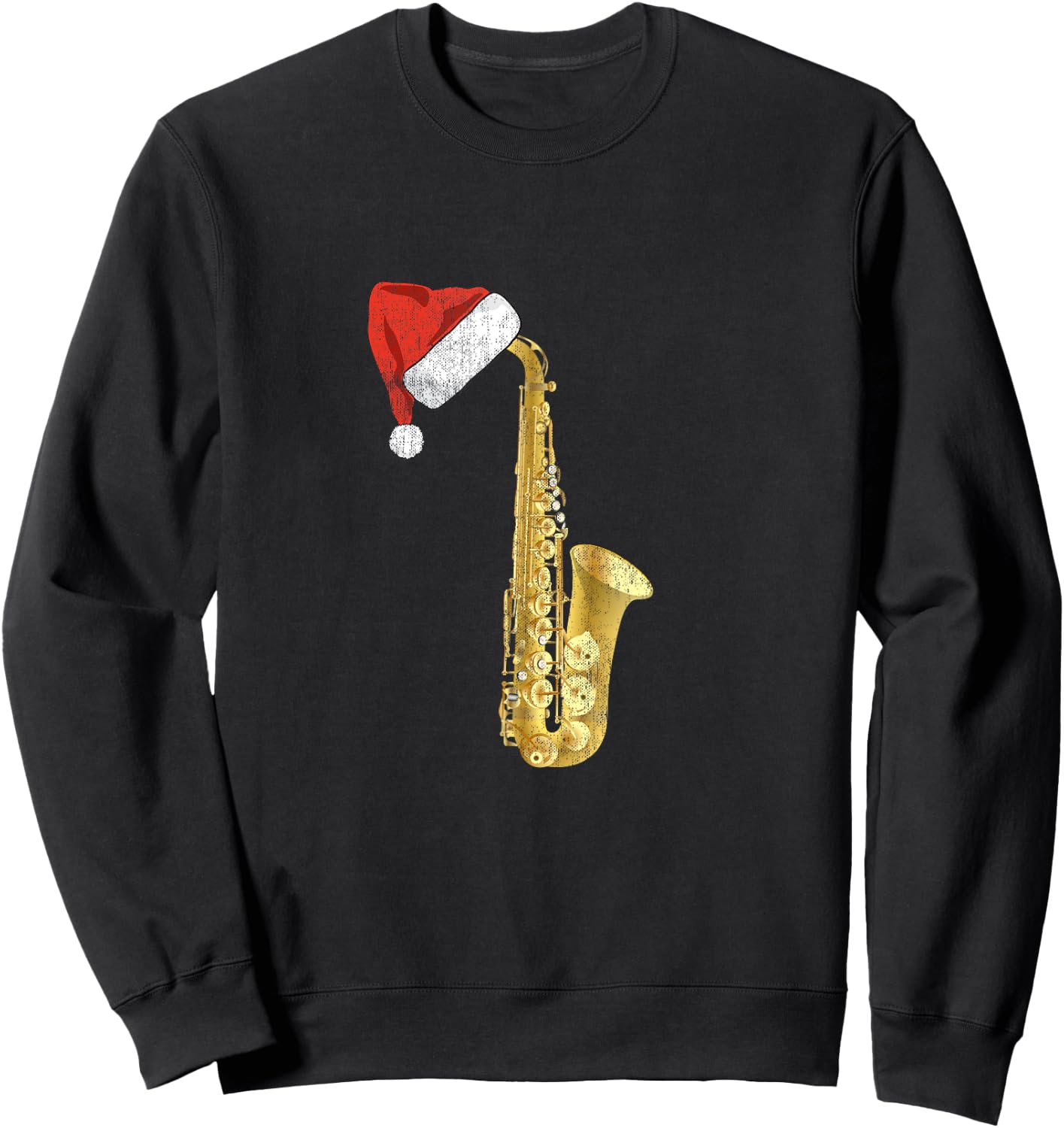 Christmas Saxophone Santa Hat Sax Player Holiday Music Sweatshirt - Sweatshirt | Black