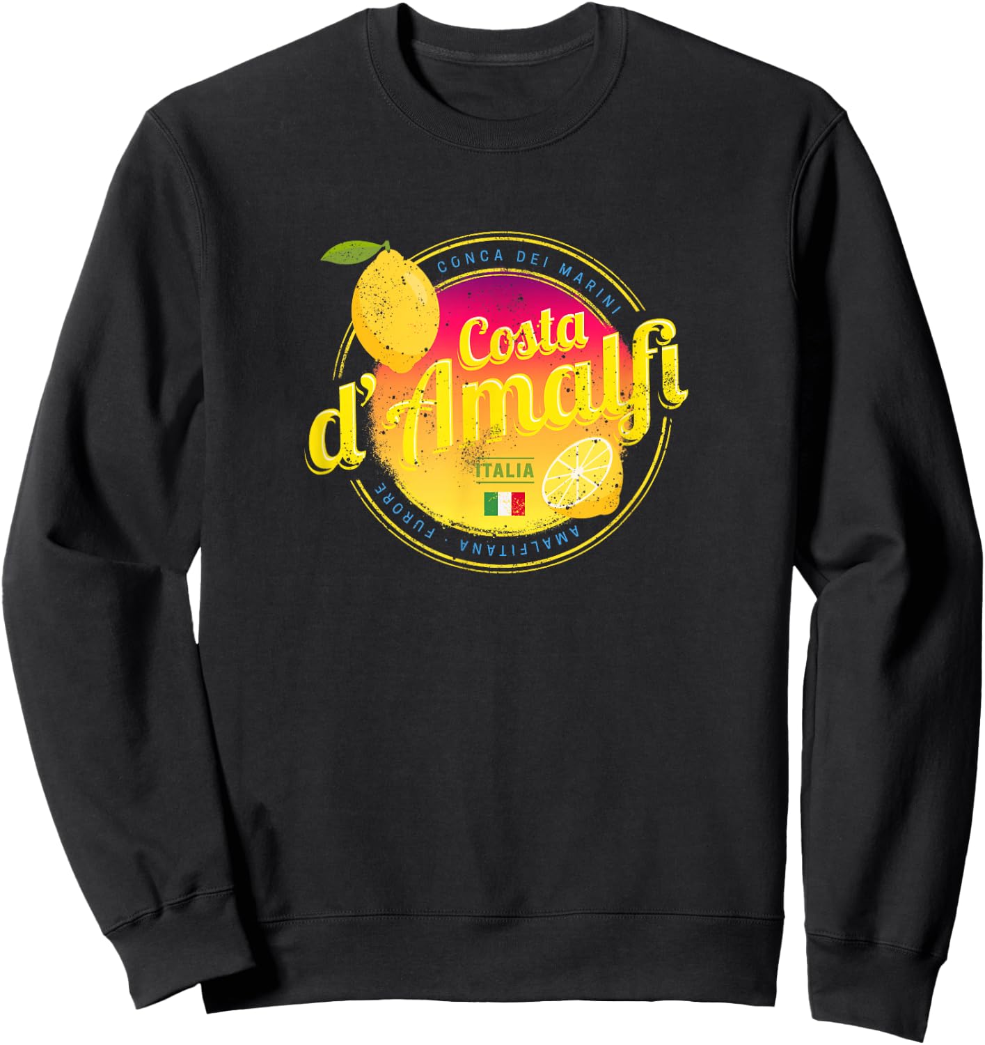 Costa d'Amalfi and Lemon Italy Vintage Amalfi Coast Souvenir Sweatshirt - Sweatshirt | Black