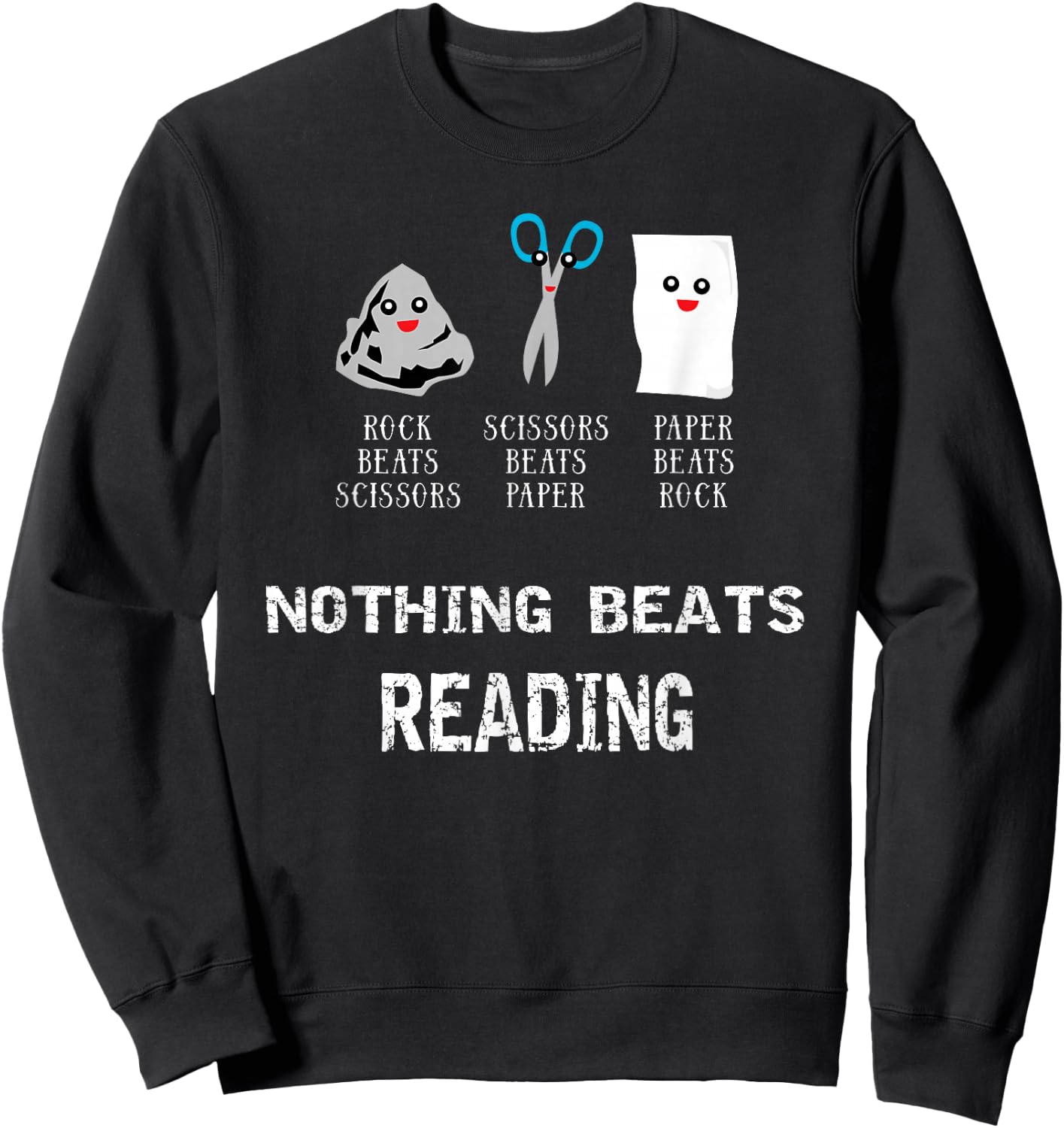 Rock Paper Scissors Reading Cool Hobby Book Lovers Gifts Sweatshirt - Sweatshirt | Black