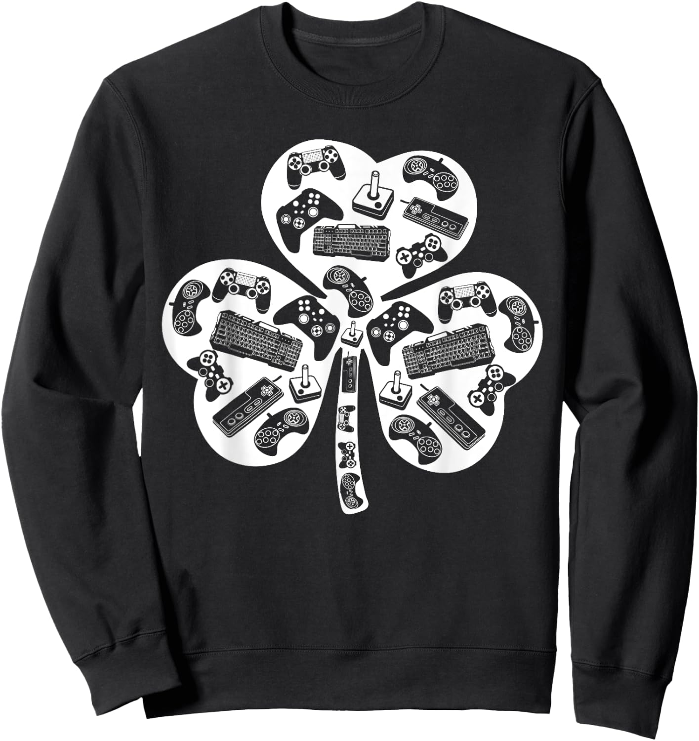 Boys Gamer Gift Game Shamrock St Patricks Day Irish Men Kids Sweatshirt - Sweatshirt | Black