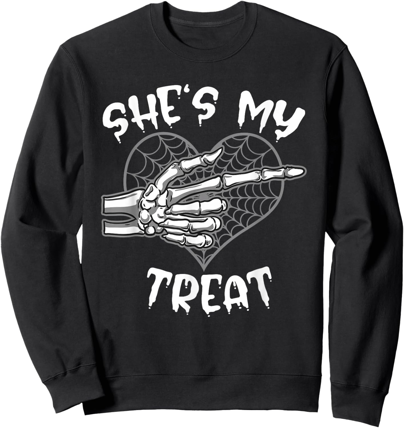 She's My Treat Funny Halloween Matching Couple Boyfriend Sweatshirt - Sweatshirt | Black