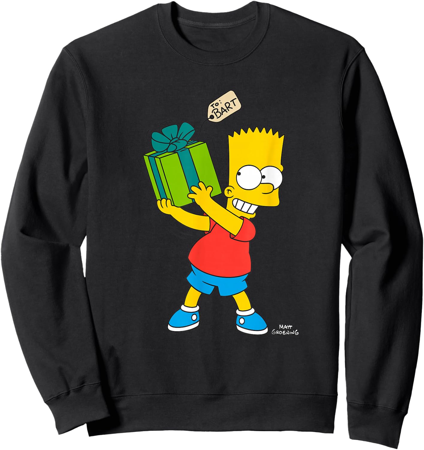 The Simpsons Bart Simpsons Present Time Holiday Sweatshirt - Sweatshirt | Black
