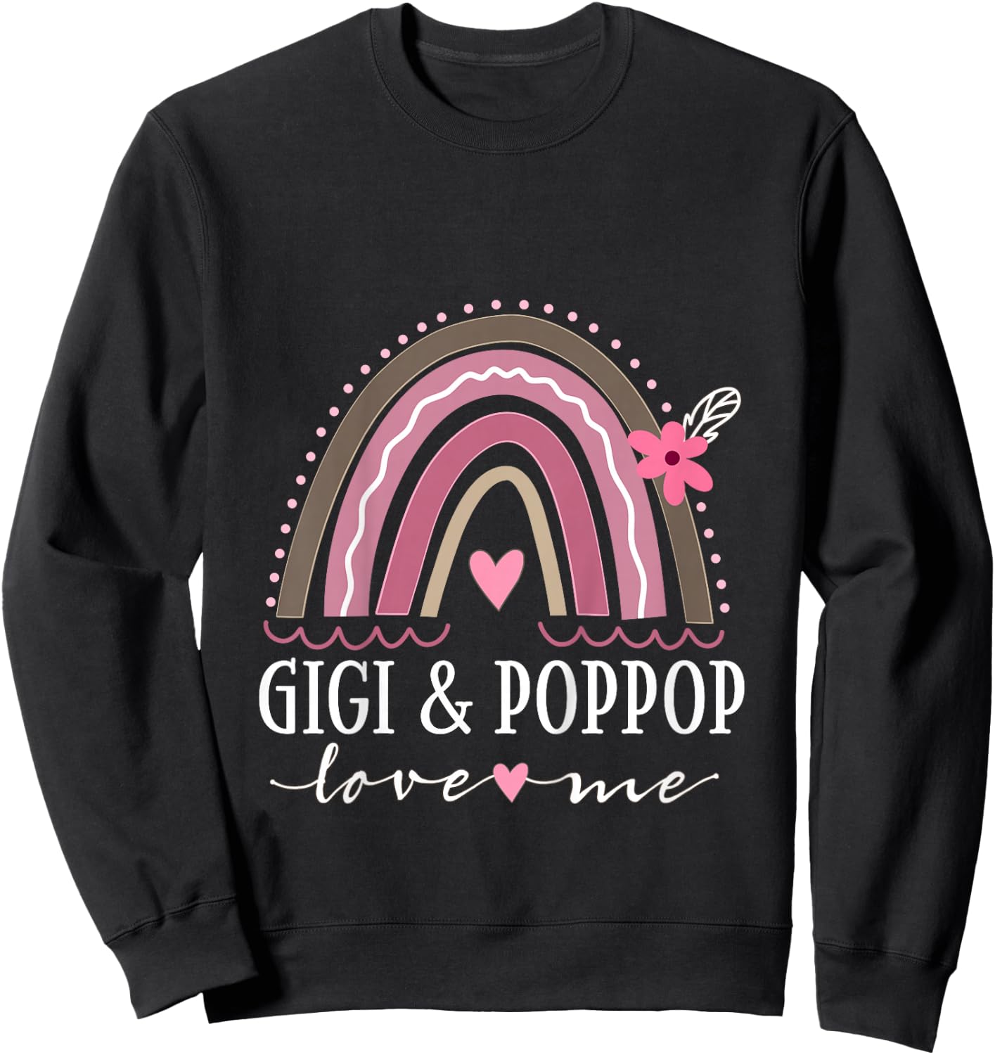 Kids Gigi and PopPop Love Me Girls Granddaughter Boho Rainbow Sweatshirt - Sweatshirt | Black
