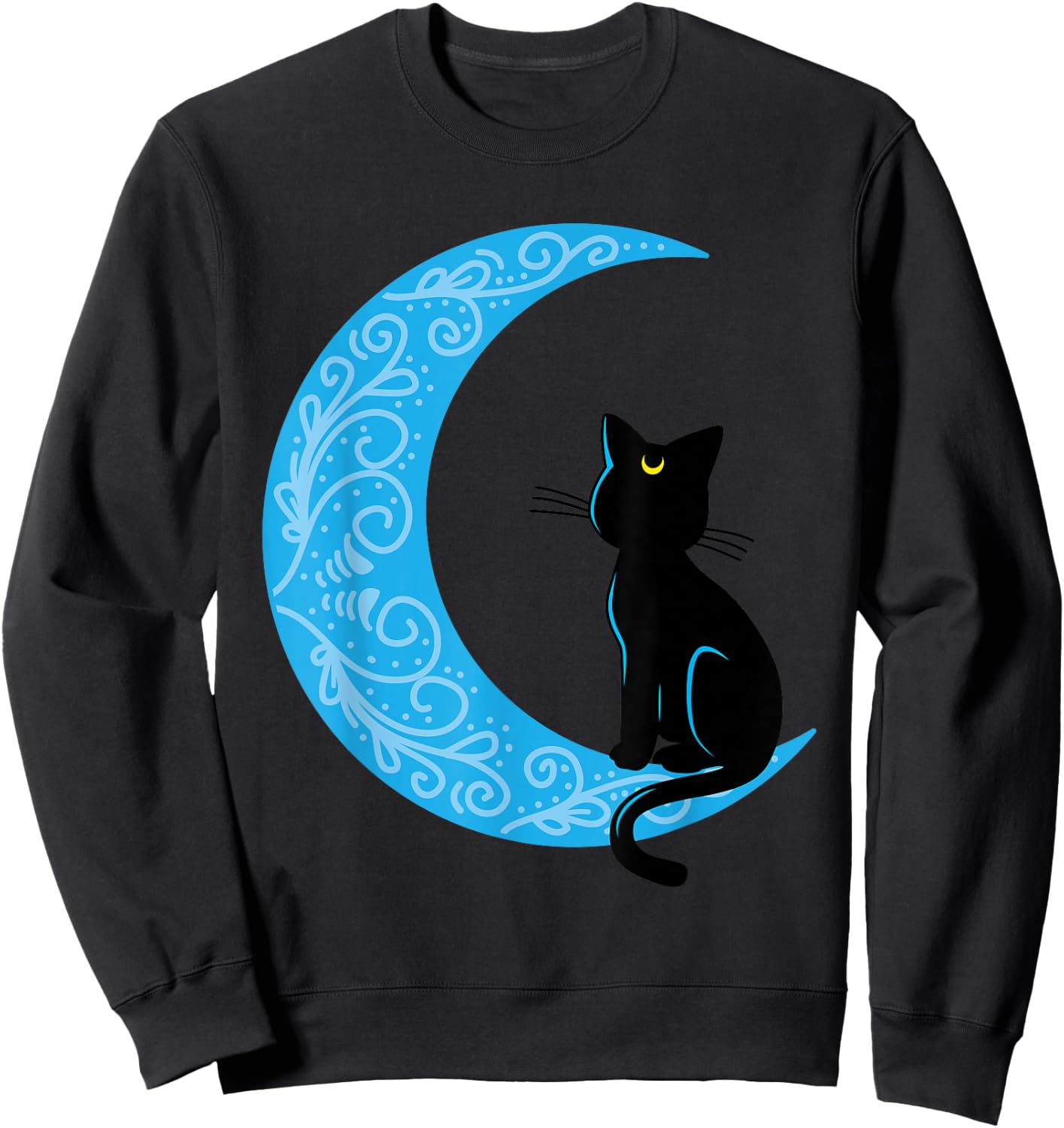Black Cat Crescent Moon Sailor Mum Sweatshirt - Sweatshirt | Black