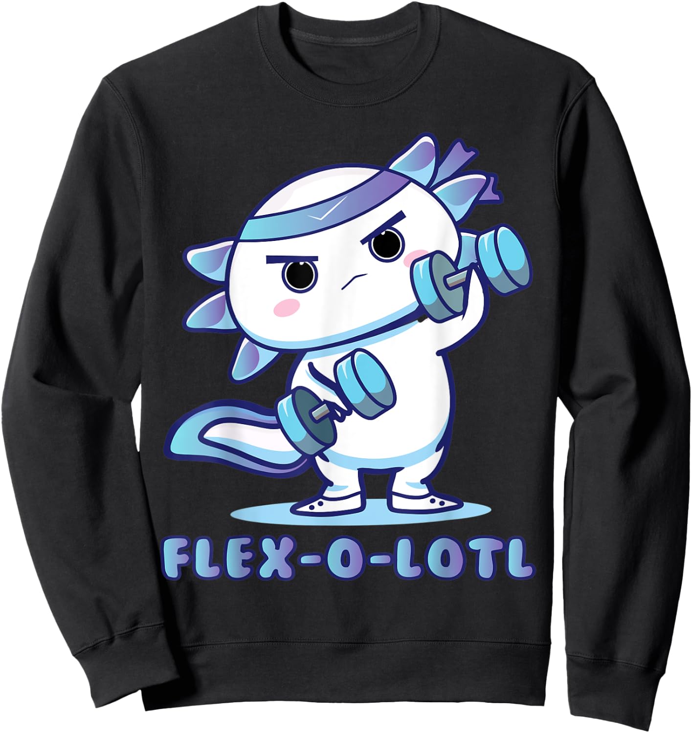 Flexolotl Axolotl Workout Mexican Salamander weightlifting Sweatshirt - Sweatshirt | Black