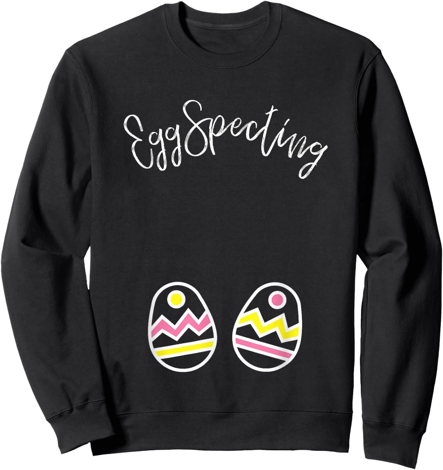 Easter Pregnant Shirt - EggSpecting Twins Sweatshirt - Sweatshirt | Black