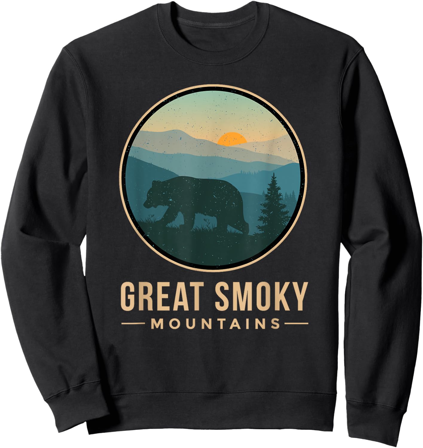 Great Smoky Mountains Shirt National Park Retro Bear Graphic Sweatshirt - Sweatshirt | Black