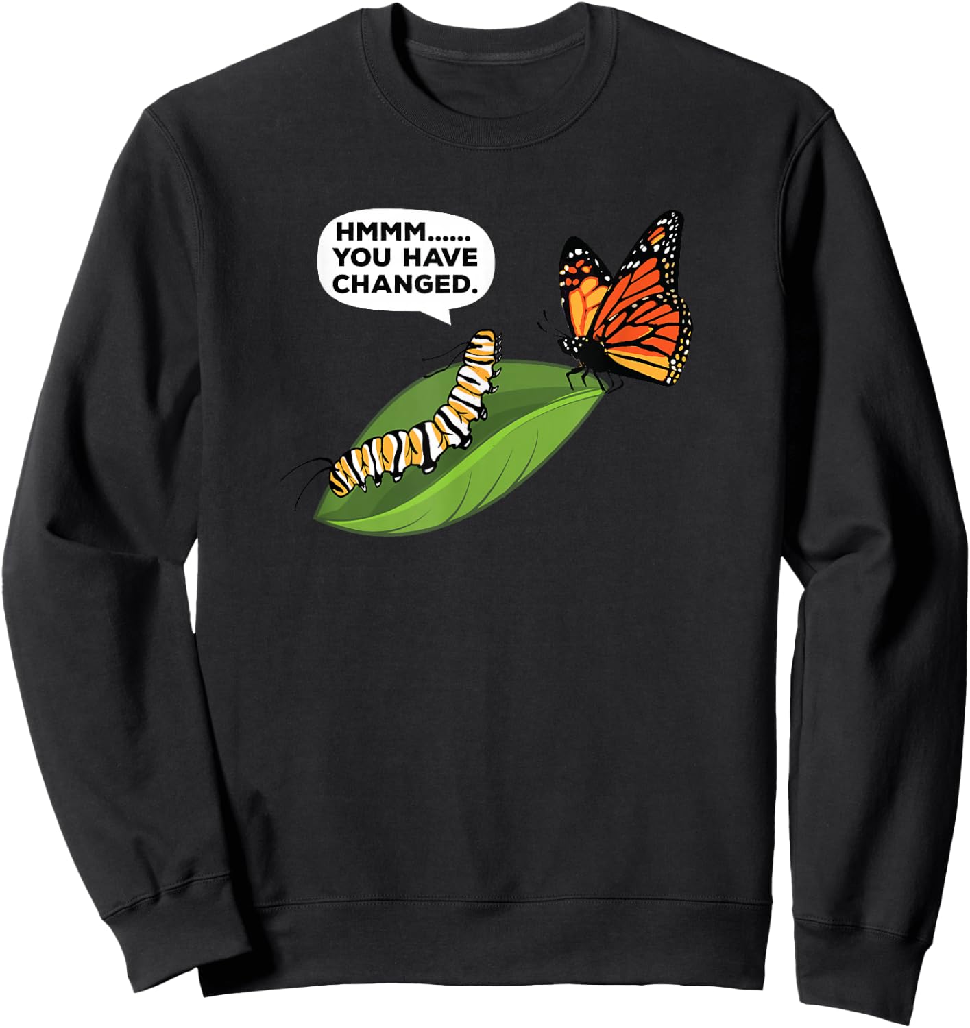 Funny Caterpillar Lifecycle Metamorphosis Monarch Butterfly Sweatshirt - Sweatshirt | Black
