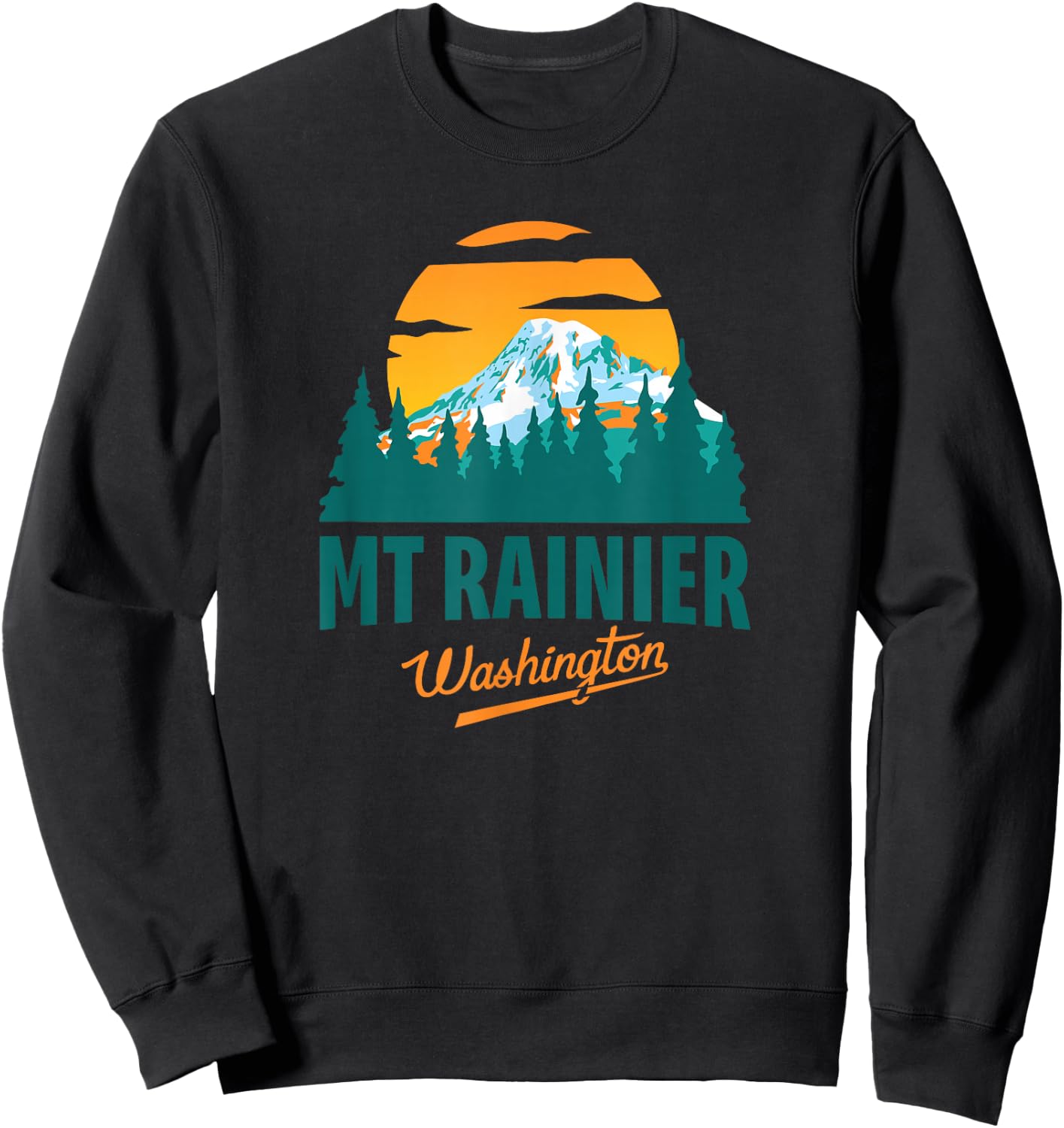 Washington Mt Rainier National Park Retro Vintage Design Sweatshirt - Sweatshirt | Black