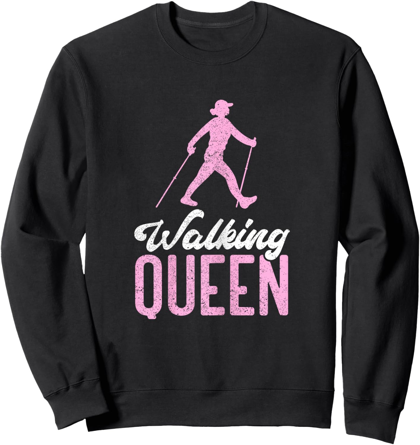 Walking Queen | Nature Mountain Trekking Funny Hiking Sweatshirt - Sweatshirt | Black