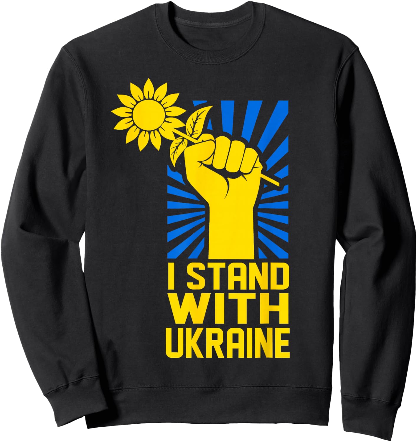 I Stand With Ukraine Sun-flower Support Ukraine Ukrainian Sweatshirt - Sweatshirt | Black