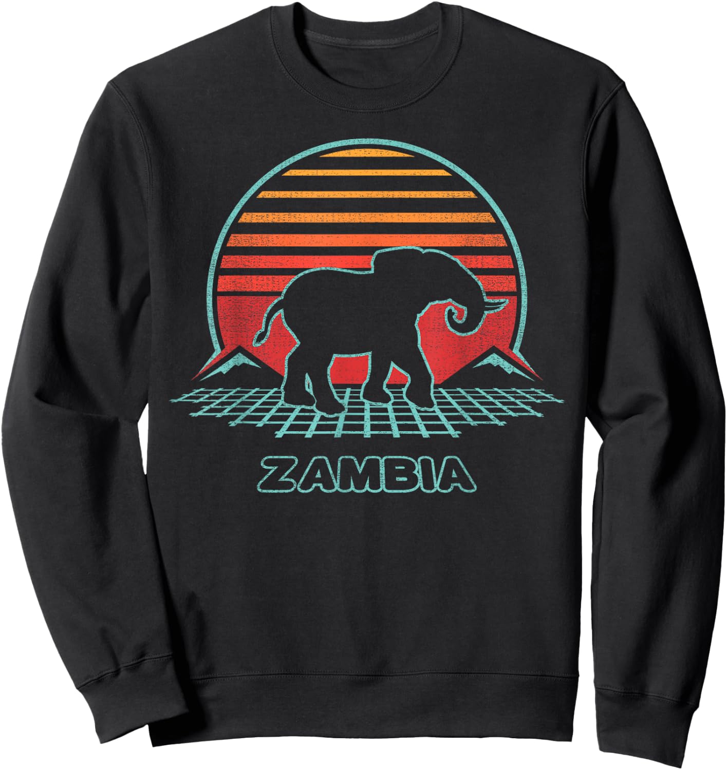 Zambia Retro Vintage 80s Style Sweatshirt - Sweatshirt | Black
