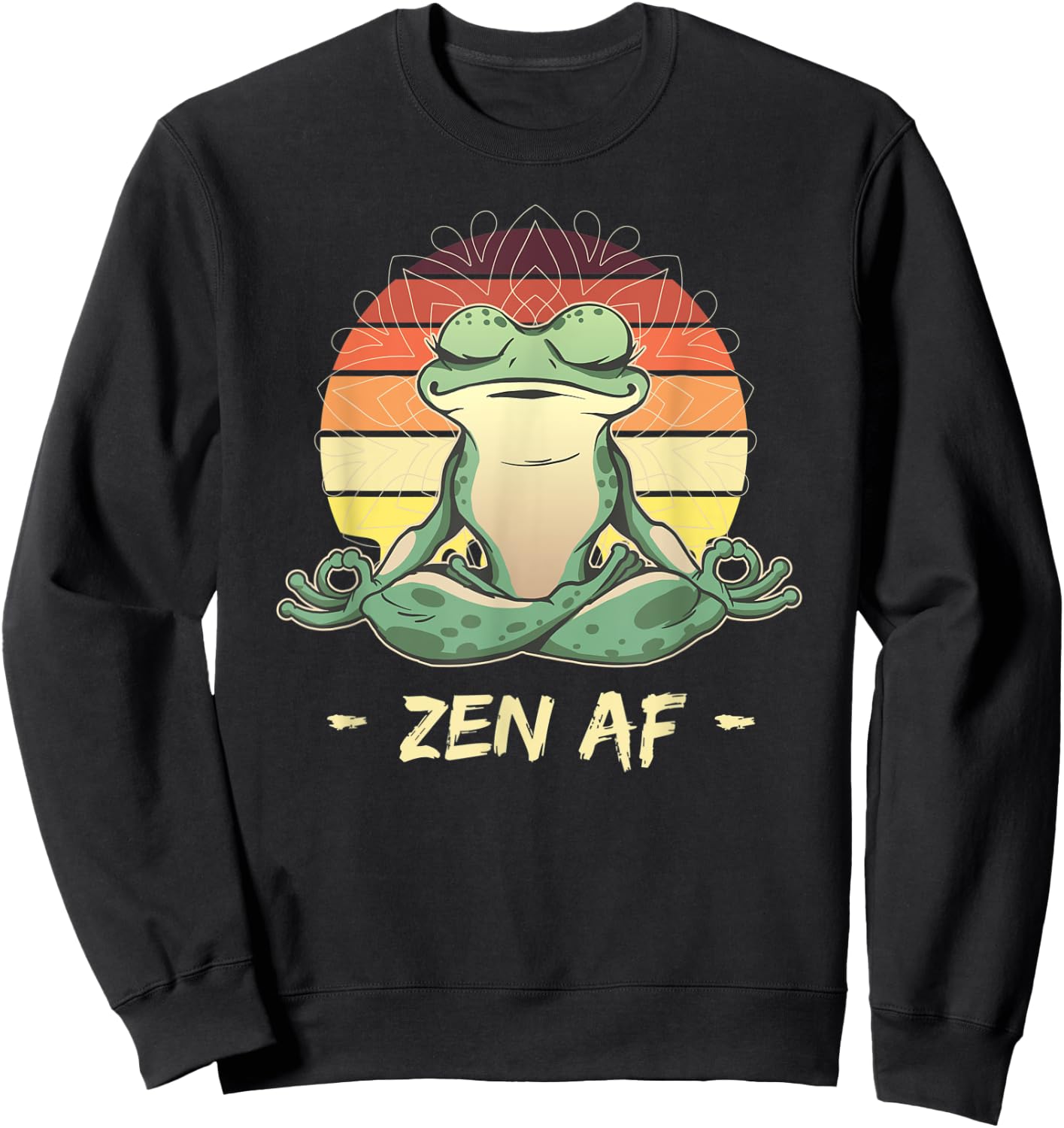 Funny Frog Yoga Meditation Pilates Animal Lover Toad Zen AF Sweatshirt - Sweatshirt | Black