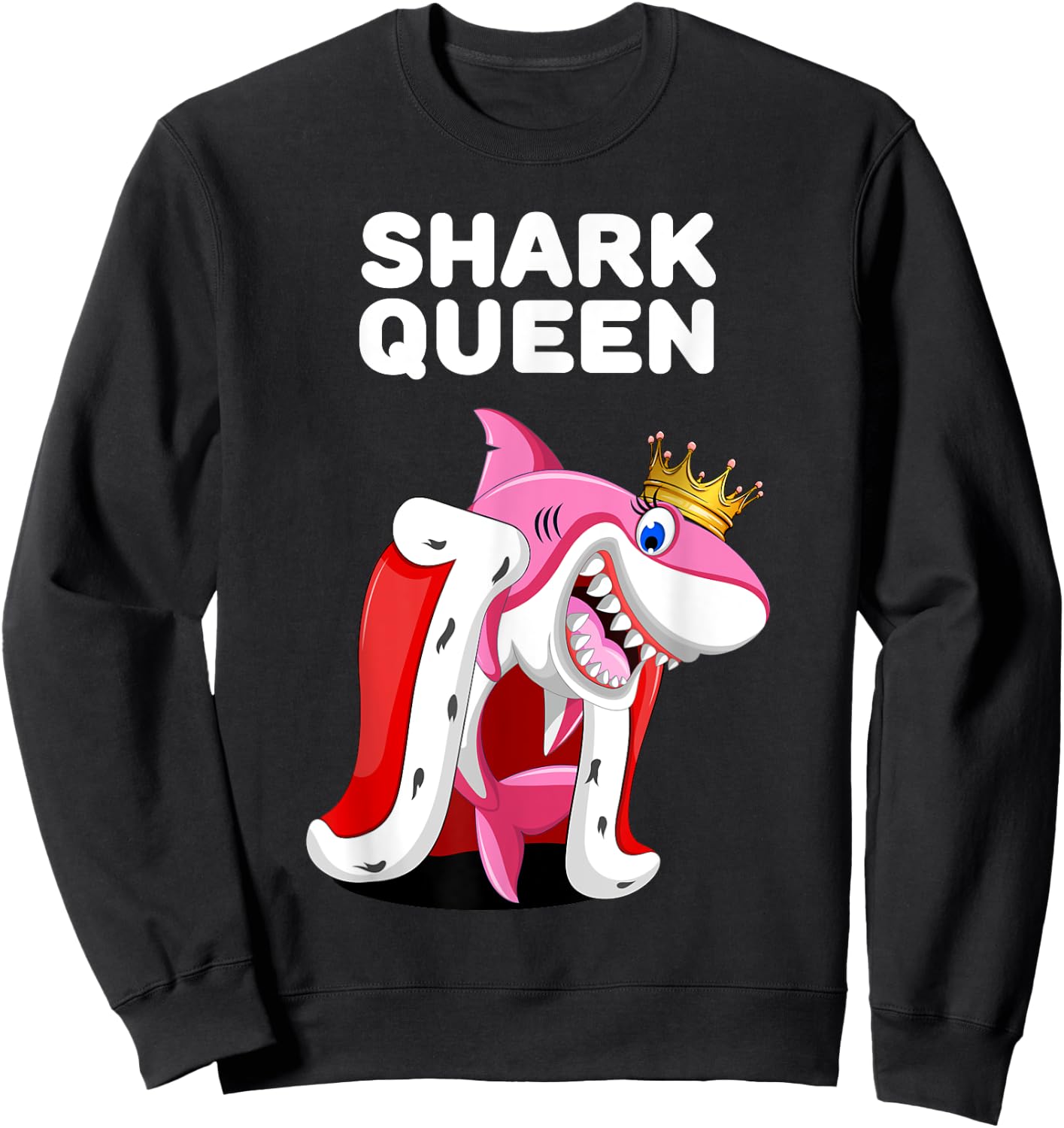 Shark Queen | Girls Shark | Shark Sweatshirt - Sweatshirt | Black