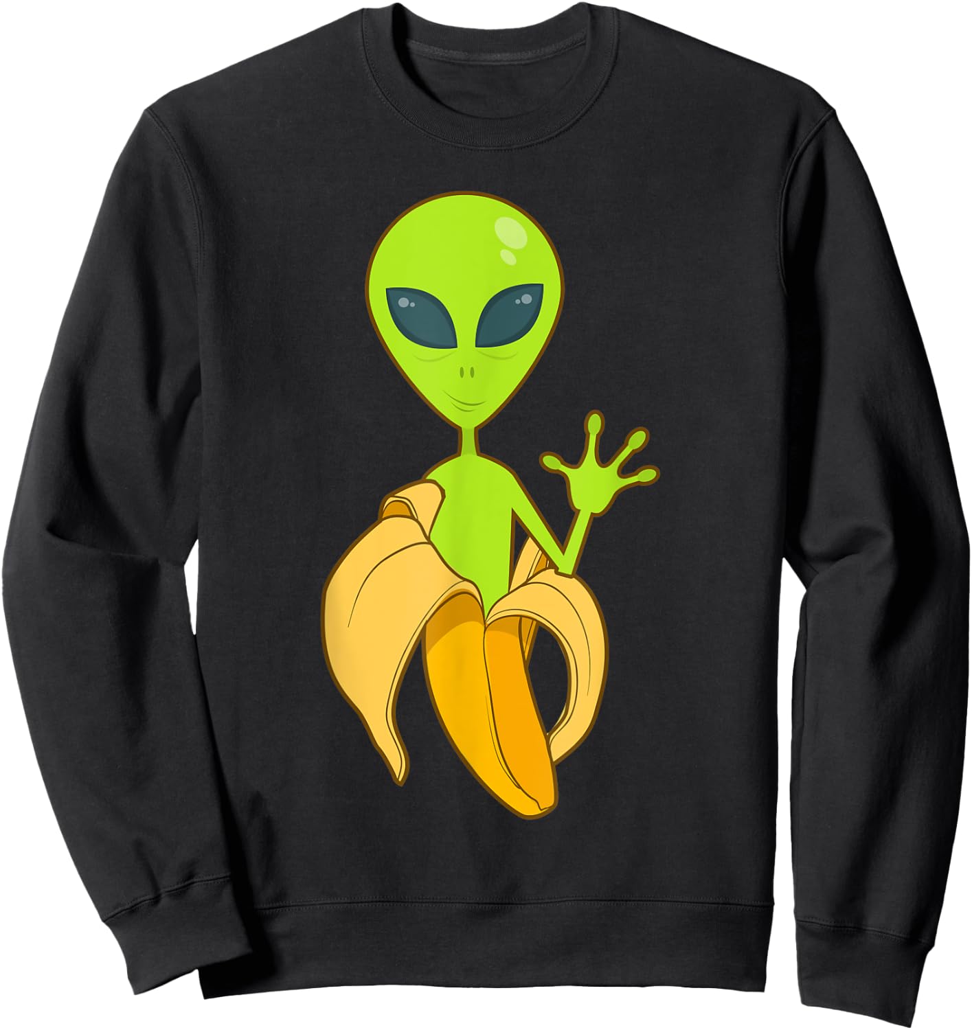Alien in a Banana Extraterrestrial Roswell Funky Space Sweatshirt - Sweatshirt | Black