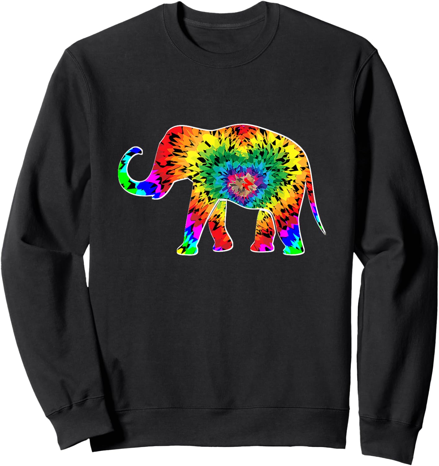 Tie Dye Elephant Hippie 70s Vintage Elephant Lover Sweatshirt - Sweatshirt | Black
