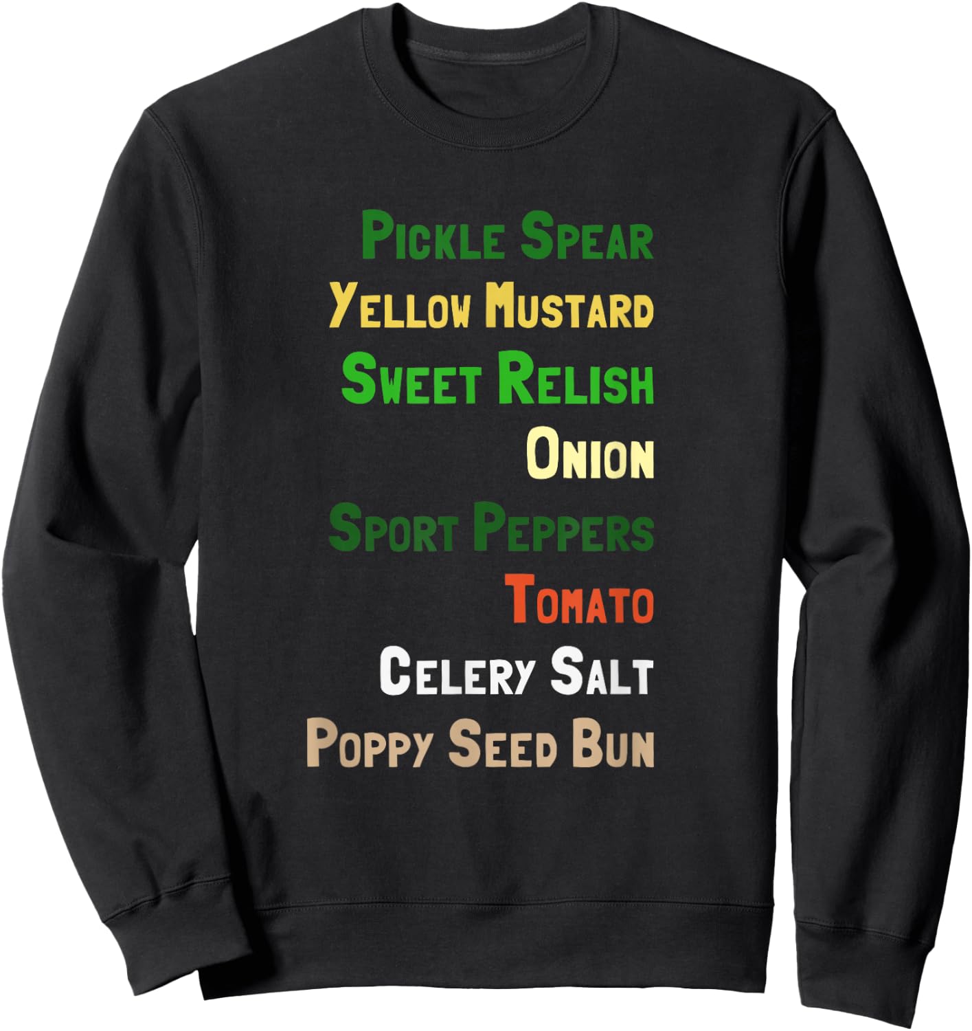 Chicago Hot Dog Ingredients Sweatshirt - Sweatshirt | Black