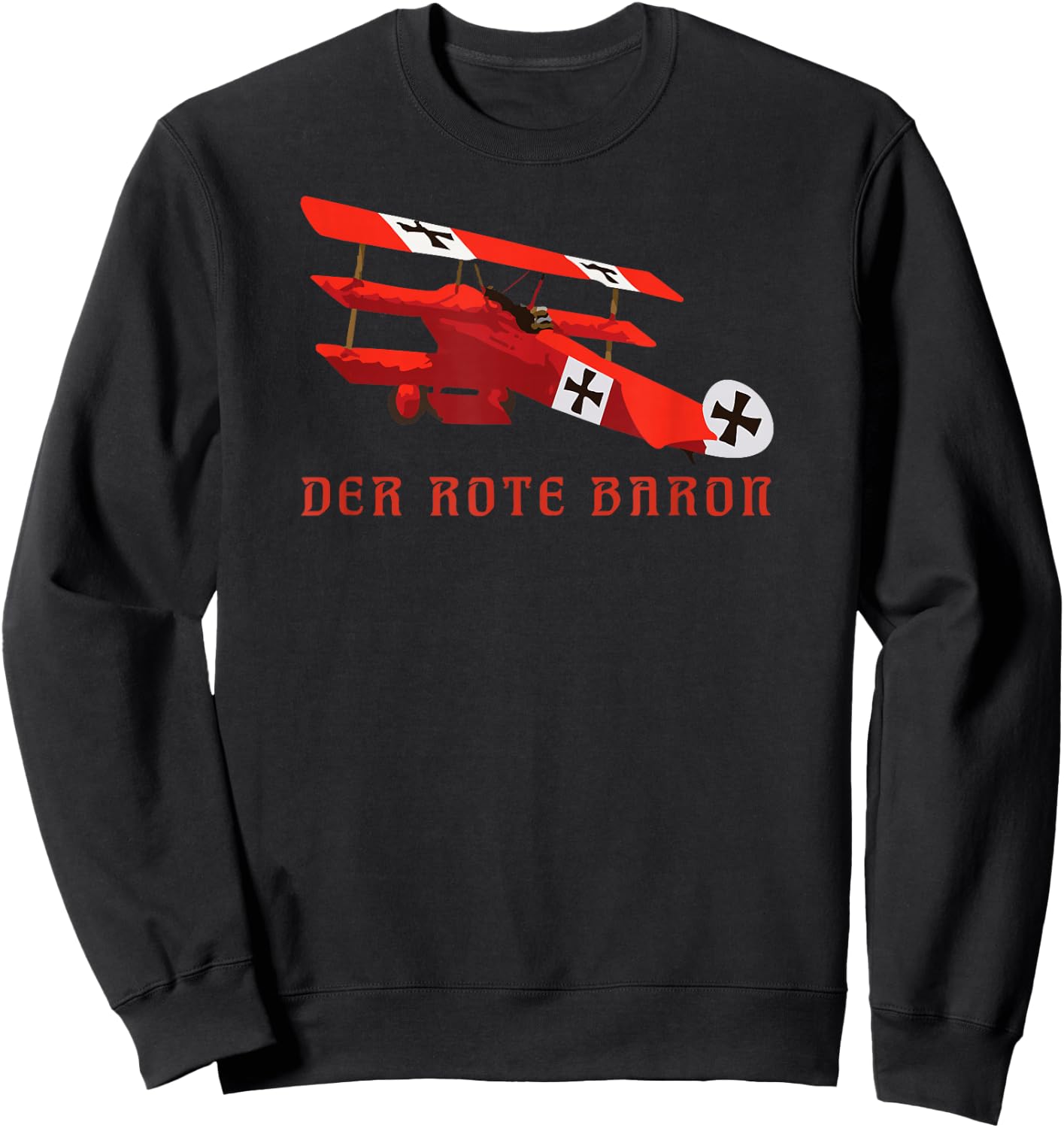 Red Rote Baron Fokker DR1 Triplane WWI Fighter Plane Sweatshirt - Sweatshirt | Black
