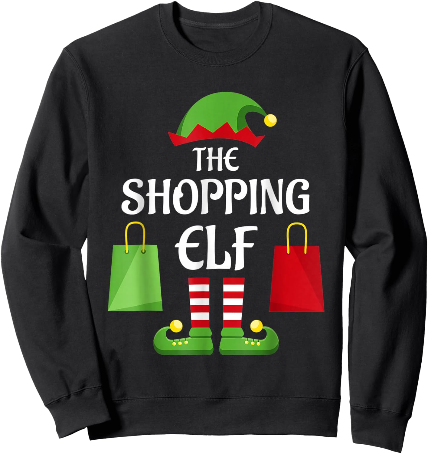 Shopping Elf Family Matching Group Christmas Shopper Sweatshirt - Sweatshirt | Black