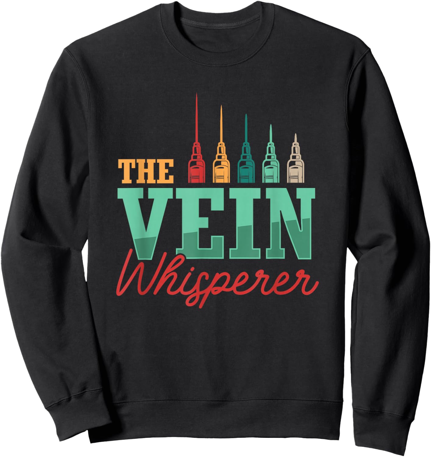 Retro Vein Whisperer Phlebotomist Medical Nurse Phlebotomy Sweatshirt - Sweatshirt | Black