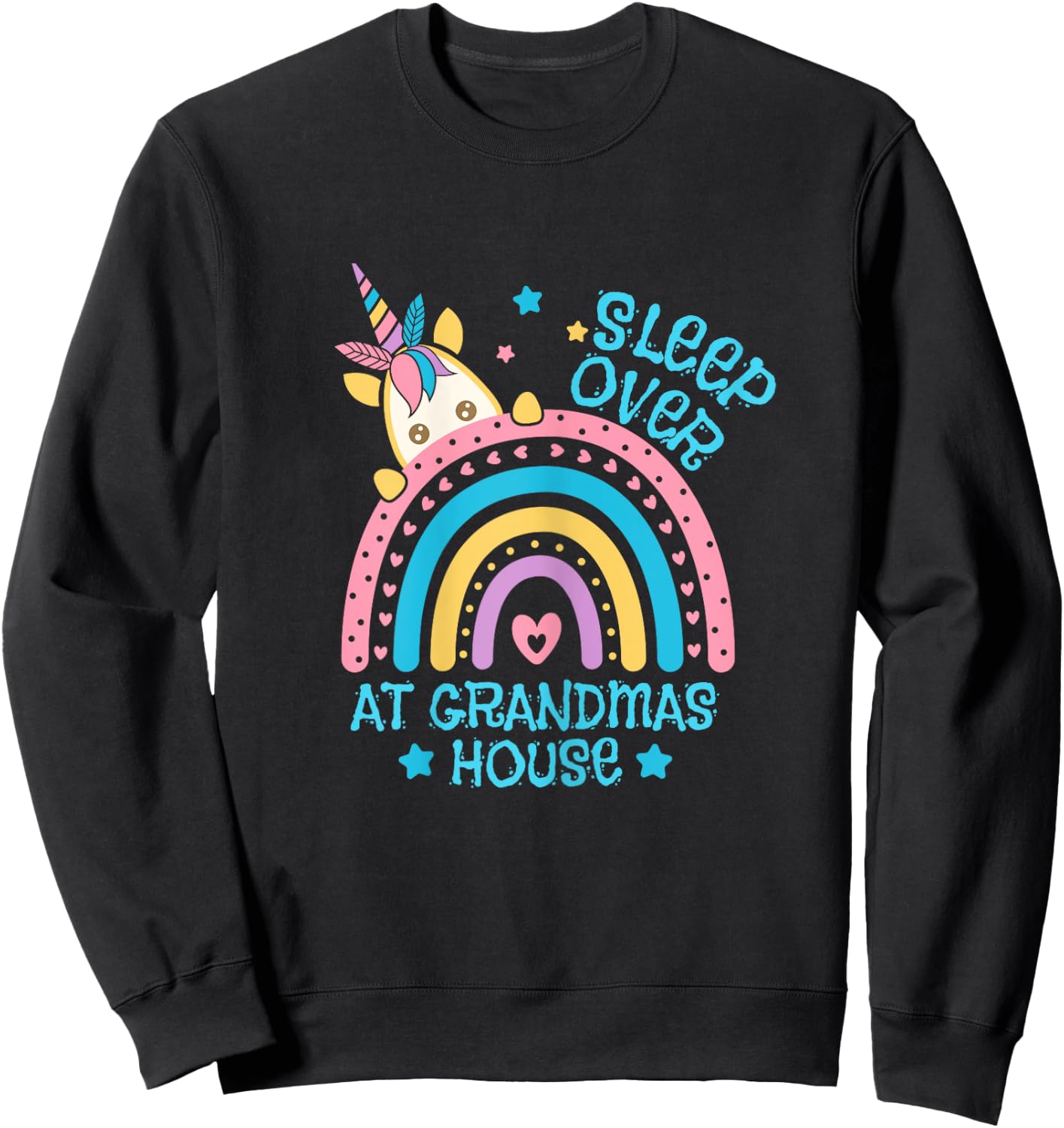 Unicorn Slumber Party Sleepover At Grandmas House Sweatshirt - Sweatshirt | Black