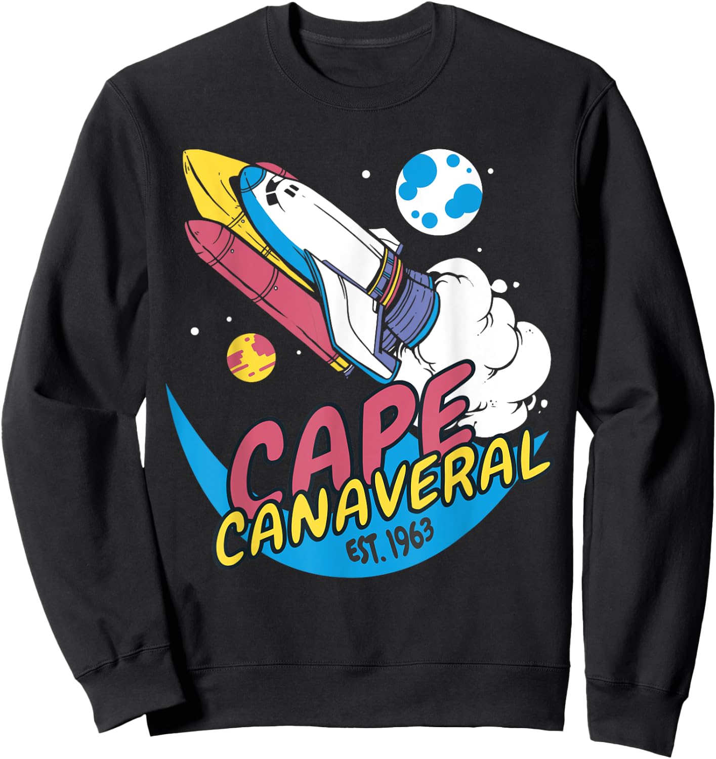 Cape Canaveral Est 1963 Vintage Space Shuttle Sweatshirt - Sweatshirt | Black