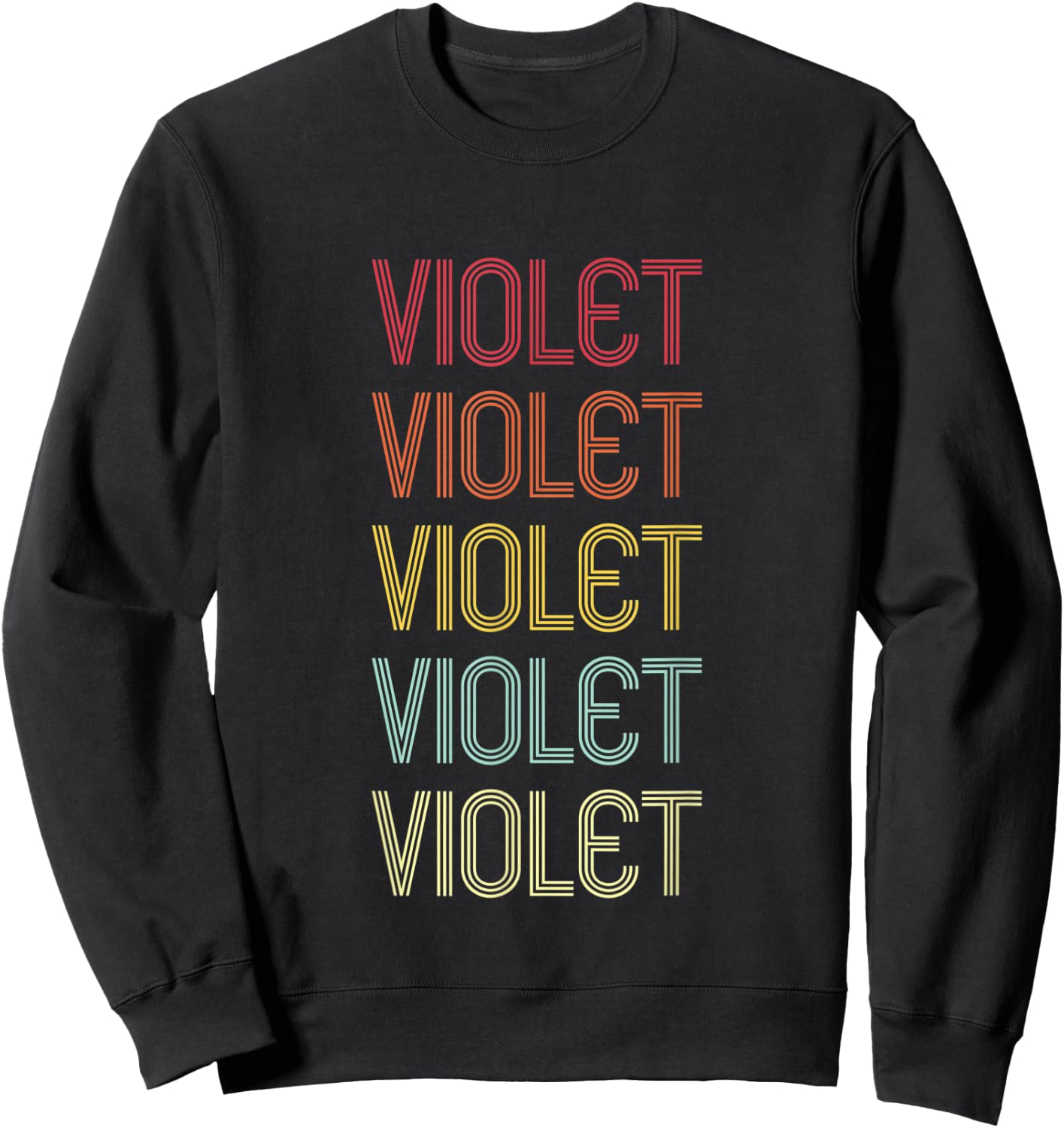 Violet Retro Wordmark Pattern Vintage Personalized 70s Sweatshirt - Sweatshirt | Black
