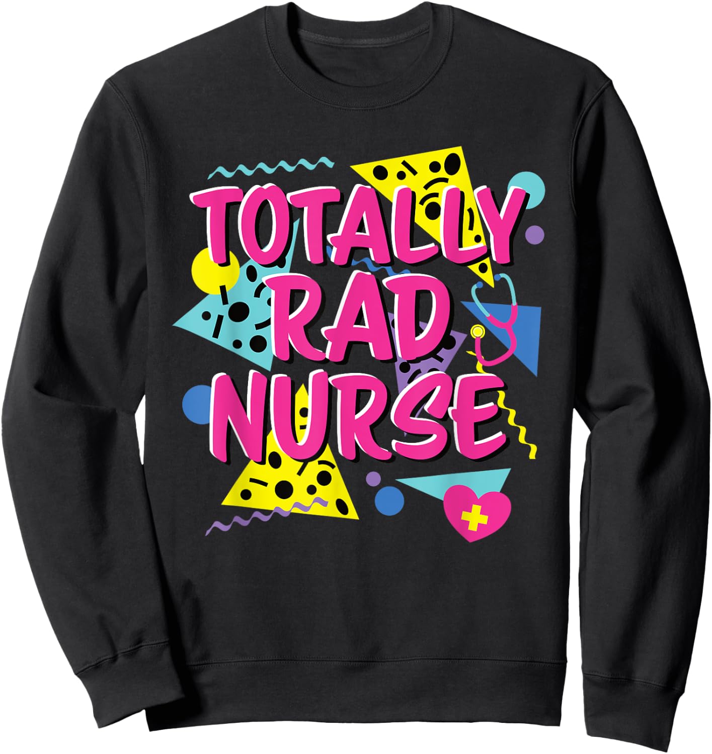 80s 90s Nurse Costume Lazy Halloween Party Theme 1980s 1990s Sweatshirt - Sweatshirt | Black