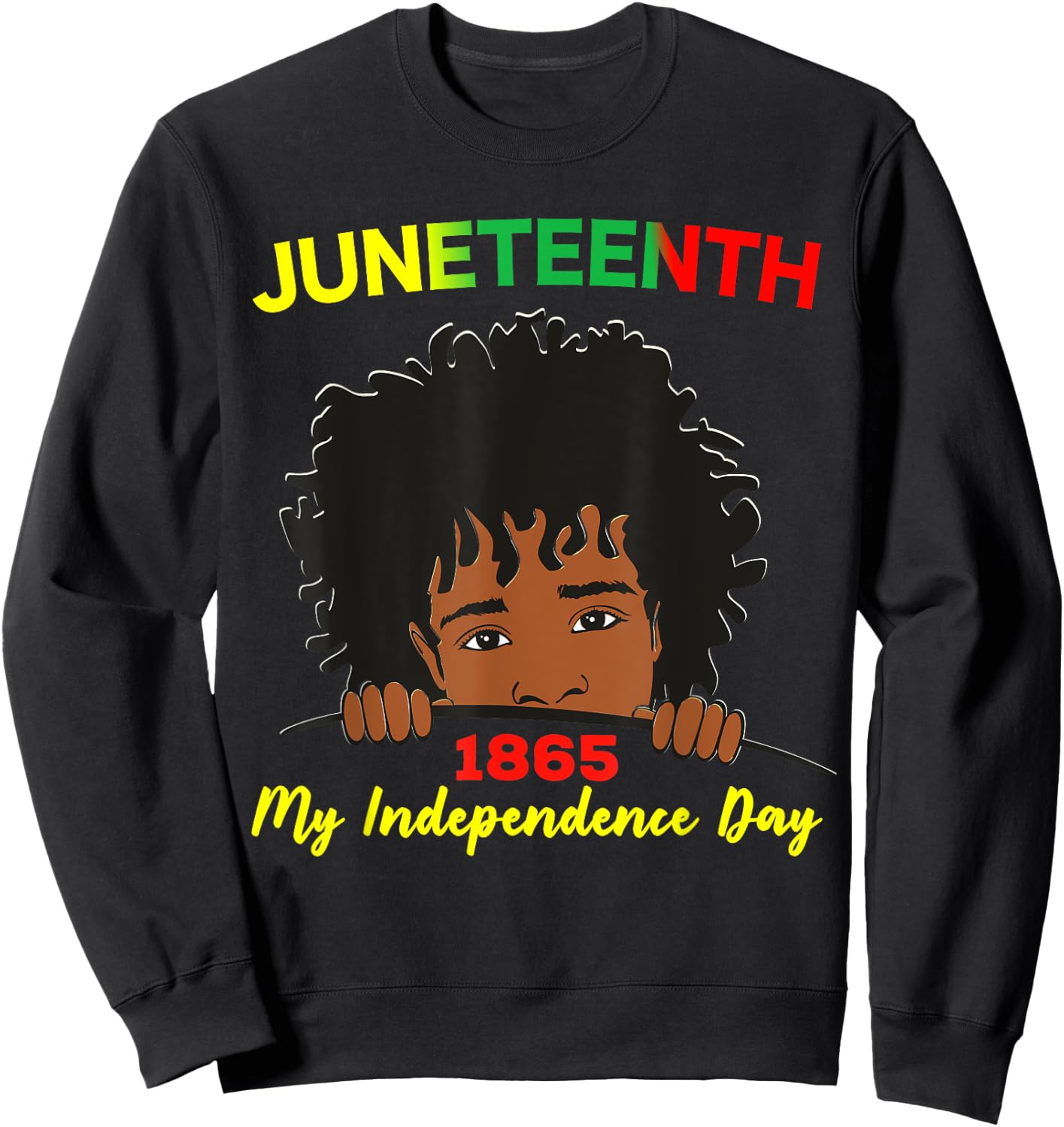 Happy Juneteenth Independence Teen Youth Afro Locs Black Boy Sweatshirt - Sweatshirt | Black