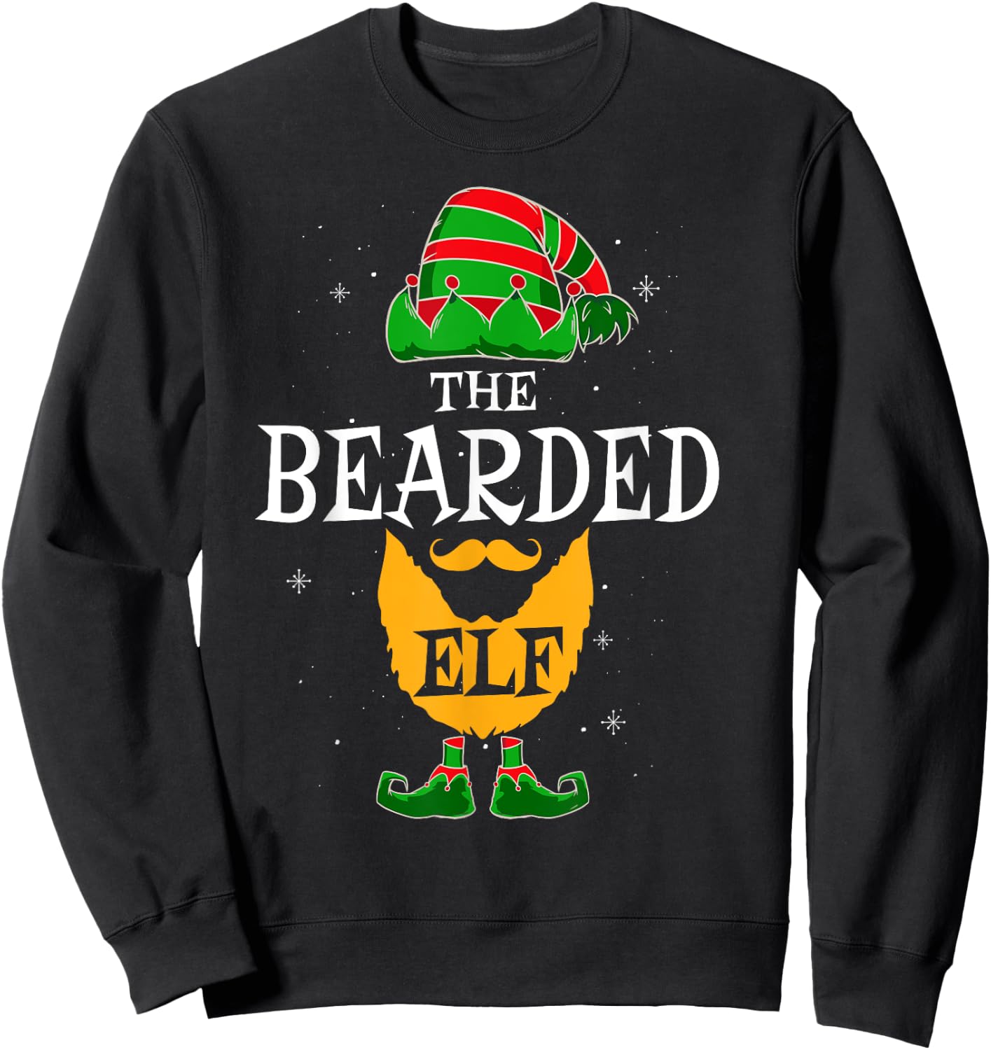 The Bearded Elf Group Matching Family Christmas Daddy Funny Sweatshirt - Sweatshirt | Black