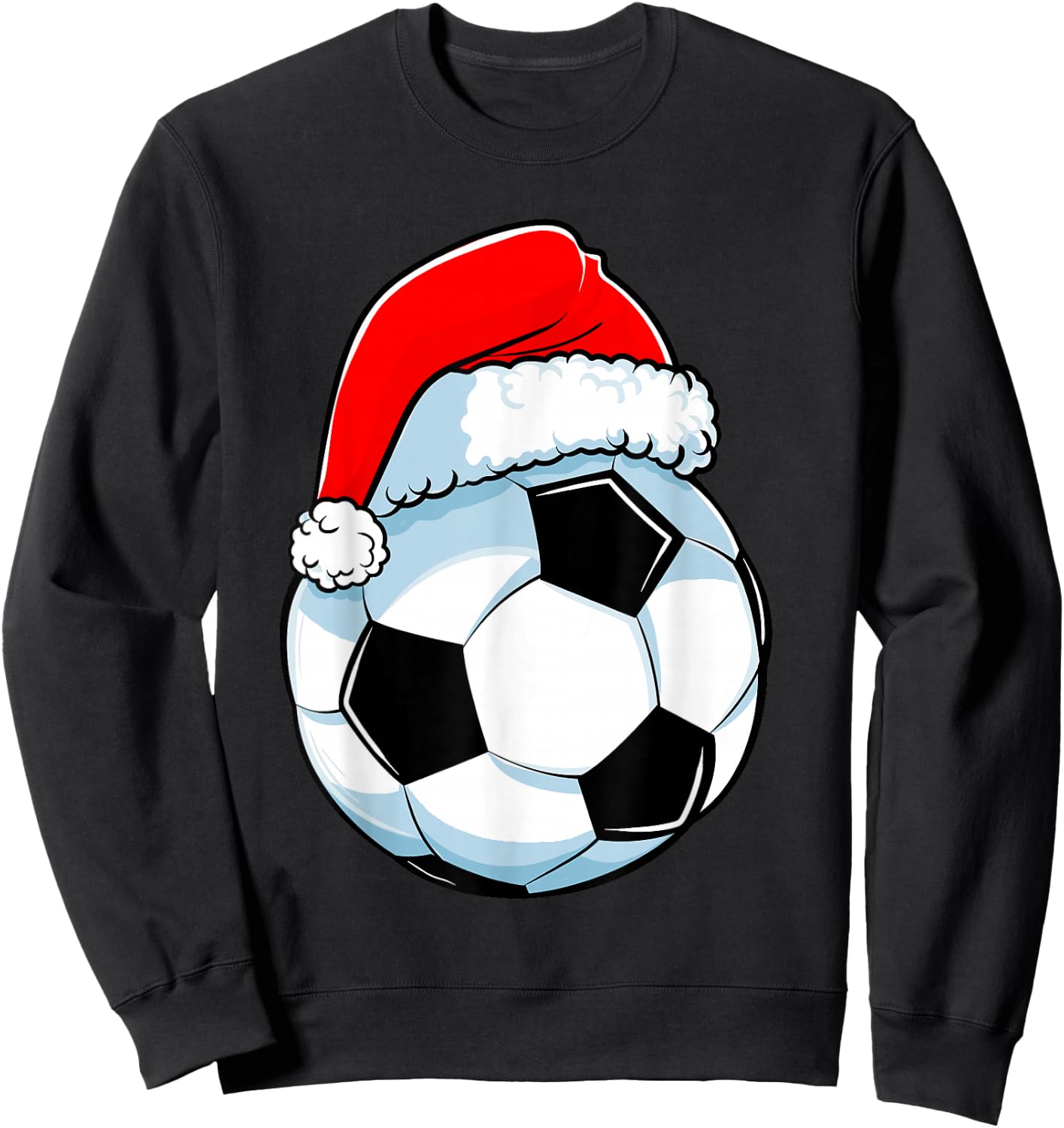 Soccer Christmas Funny Santa Hat Ball Sports Men Kids Boys Sweatshirt - Sweatshirt | Black