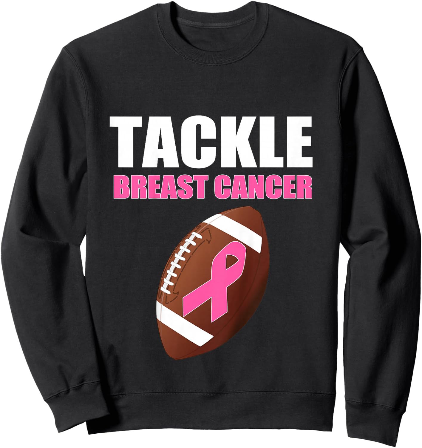 Football Breast Cancer Awareness Pink Ribbon for Boys Girls Sweatshirt - Sweatshirt | Black