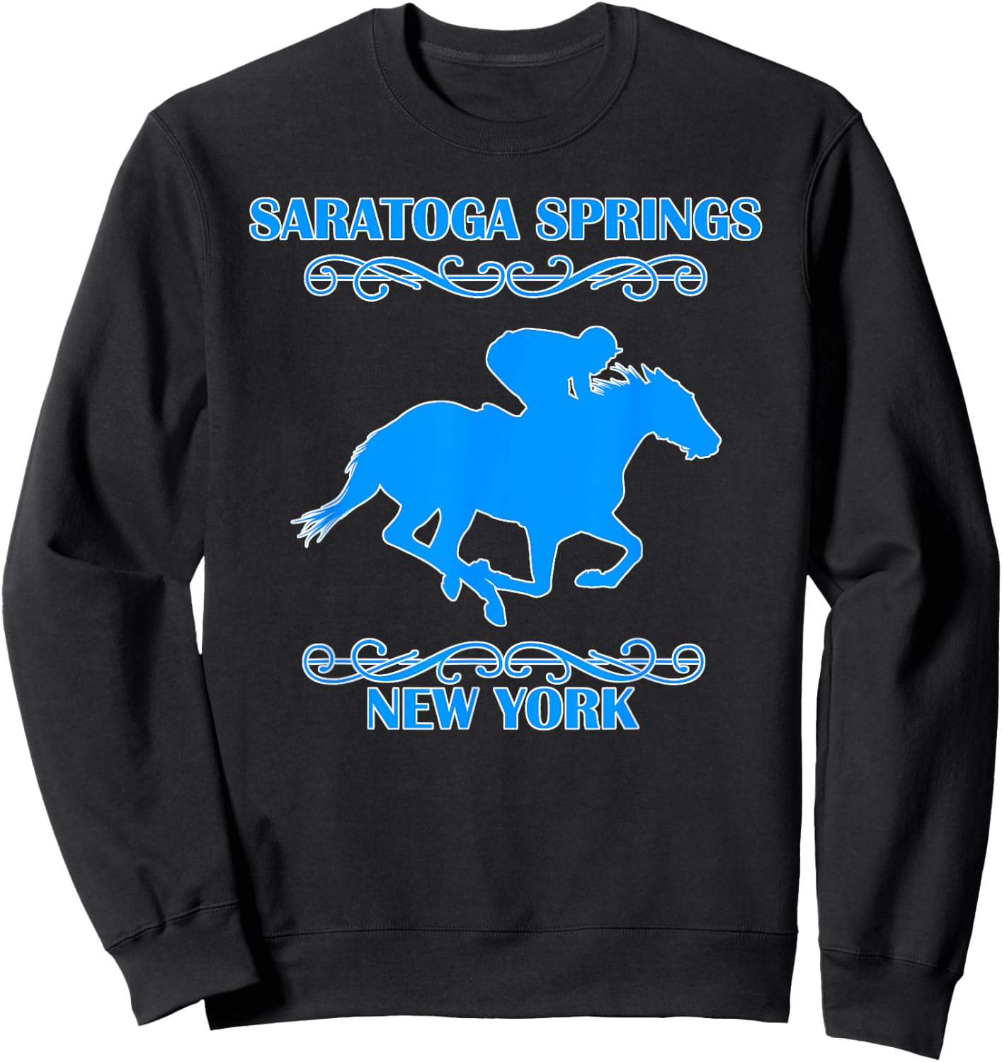 Saratoga Springs Upstate New York Horse Racing Jockey Sweatshirt - Sweatshirt | Black