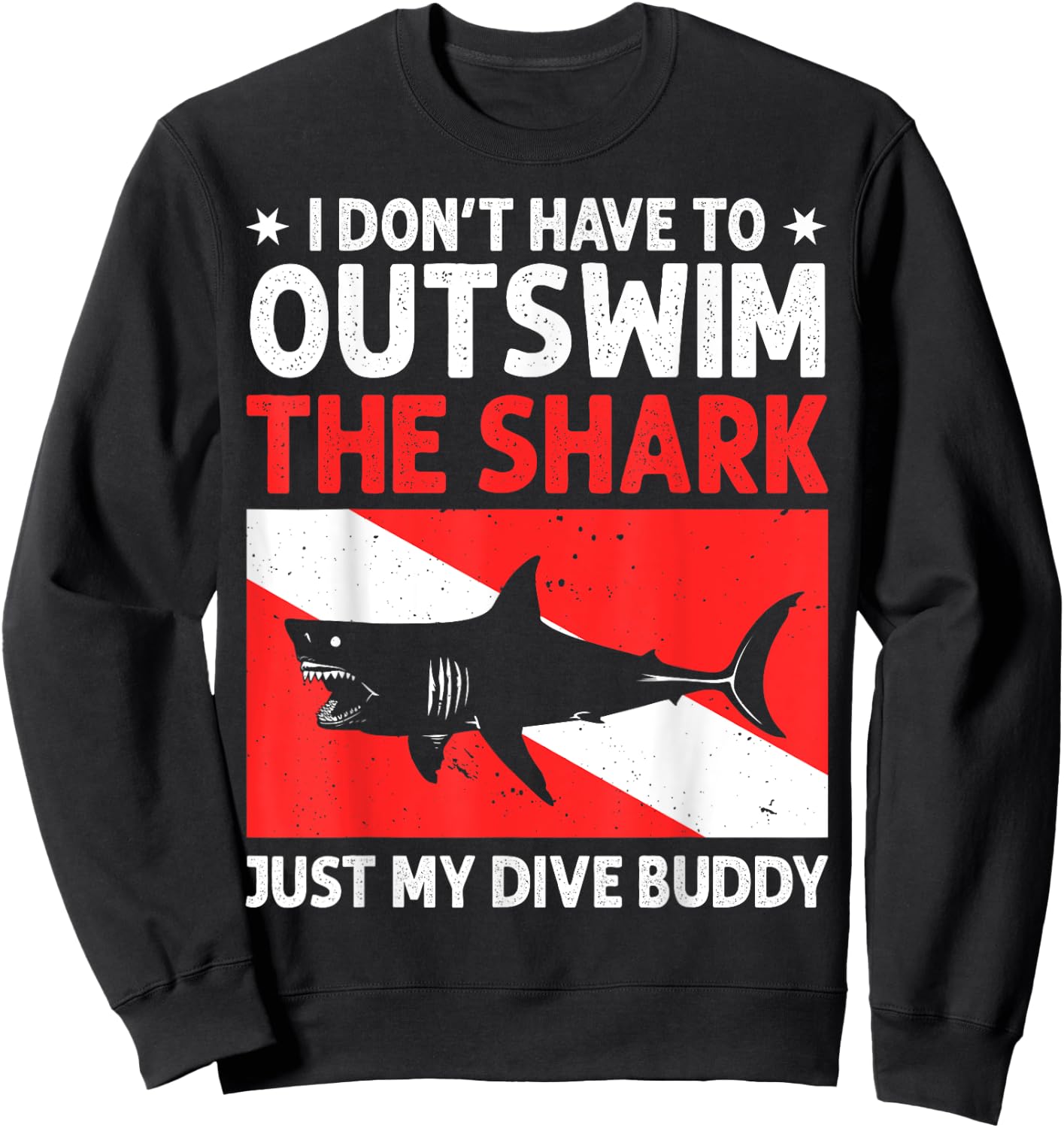 Funny Scuba Diving Design Women Shark Diving Buddy Sweatshirt - Sweatshirt | Black
